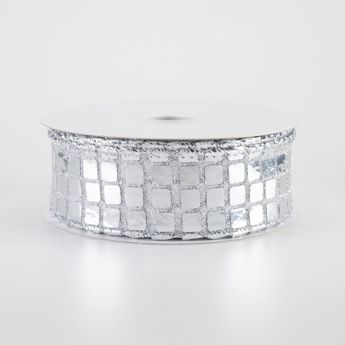 1.5" Mirror Disco Ball Ribbon: Silver (10 Yards)