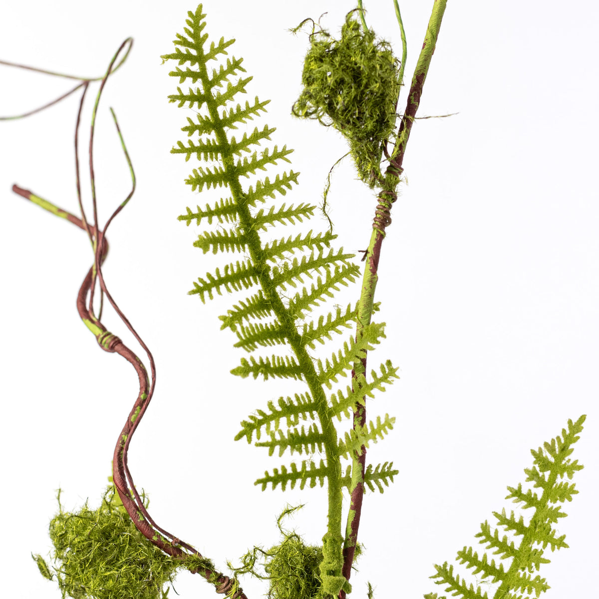 26" Mossy Bird Nest, Fern & Twigs Spray