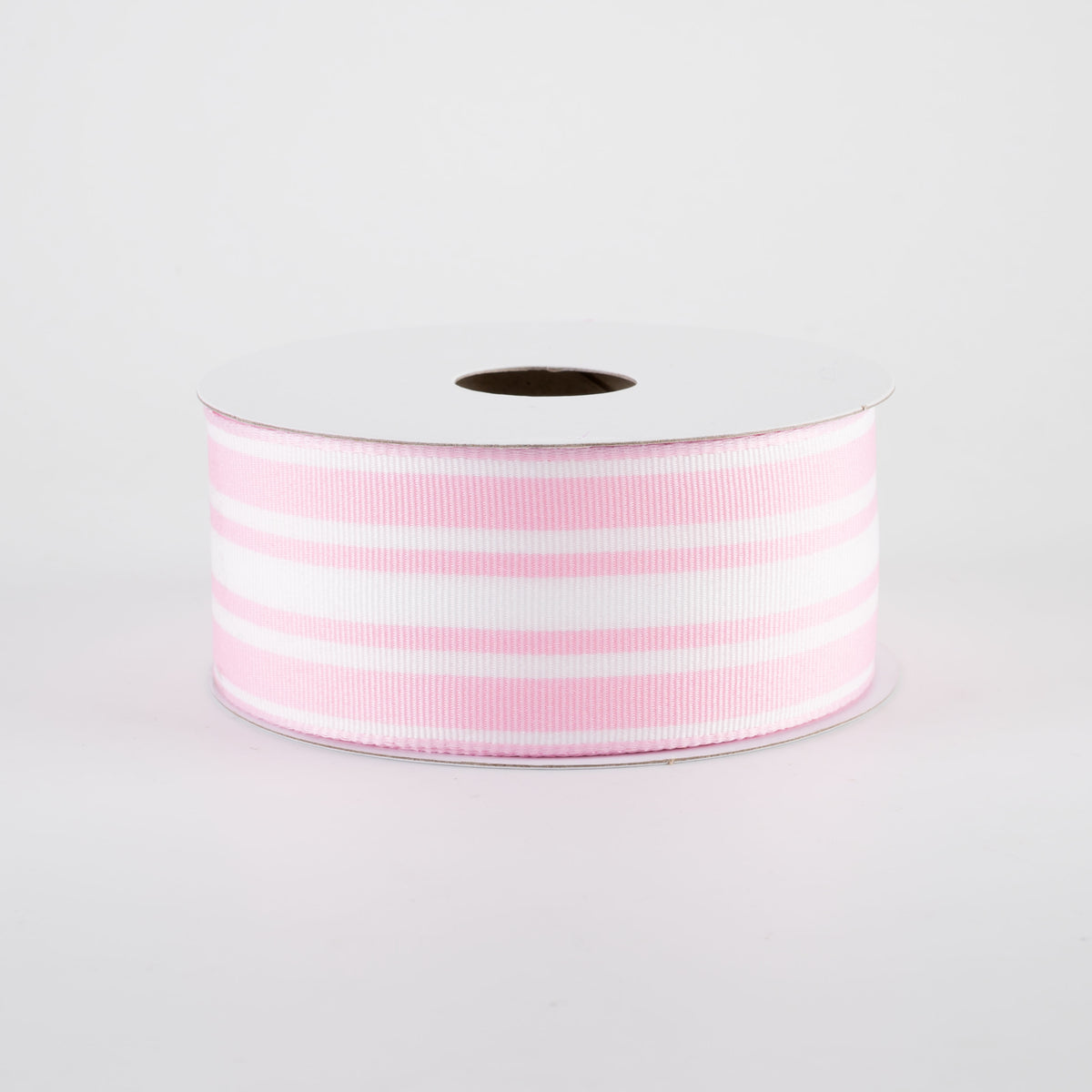 1.5" Modern Ticking Grosgrain Ribbon: Pink & White (10 Yards)