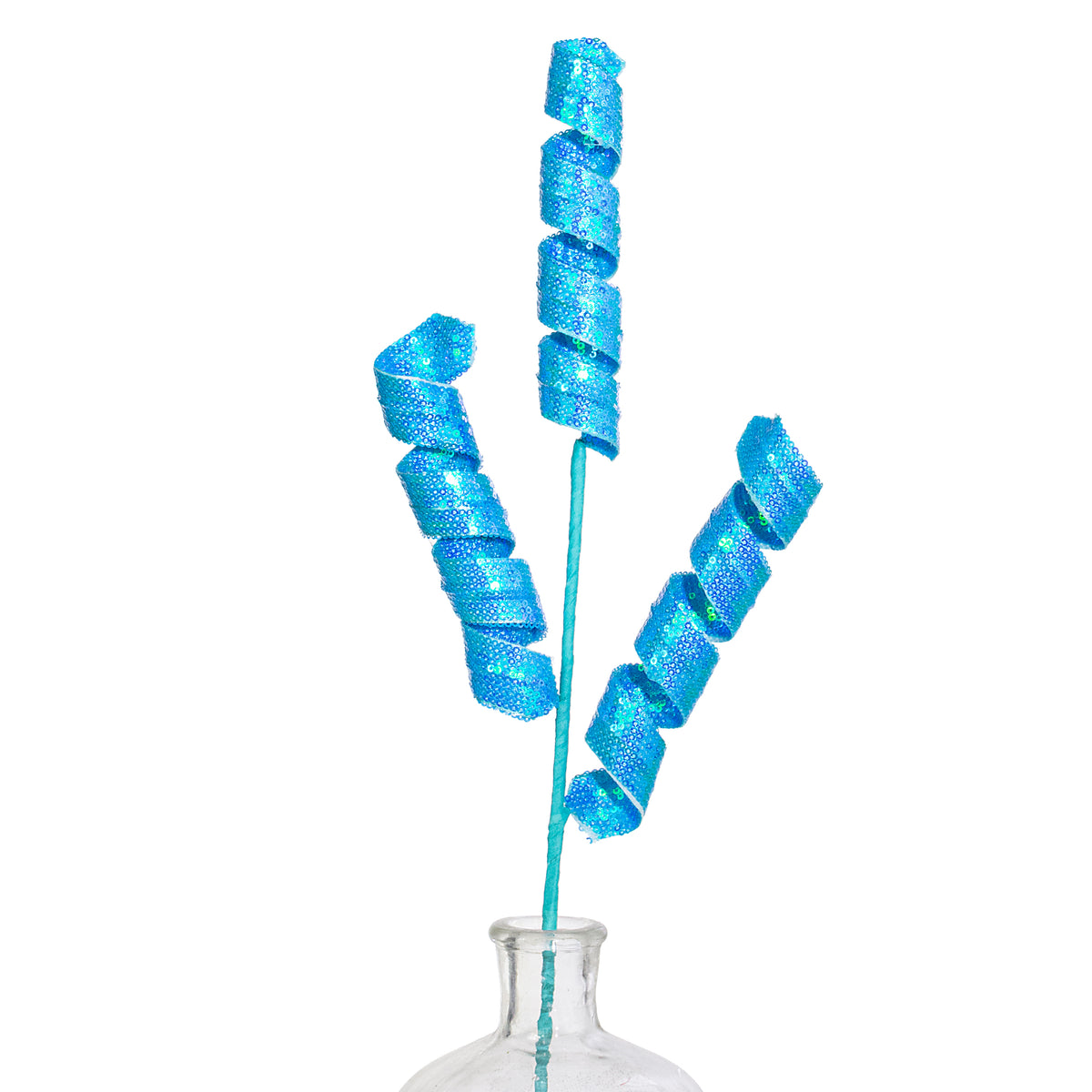 24" Sequin Frizzy Curly Spray: Iridescent Blue
