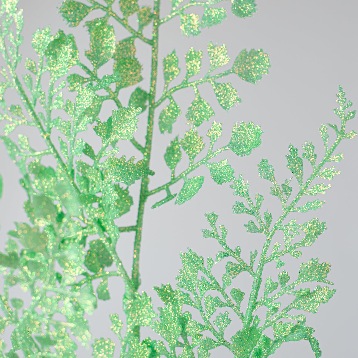 23" Glitter Maidenhair Fern Spray: Iridescent Mint Green