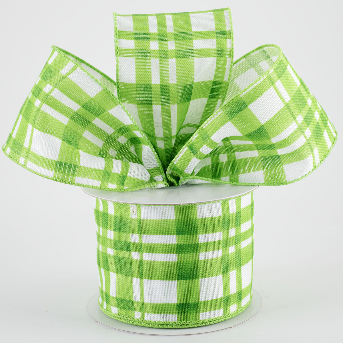 2.5" Watercolor Tuttola Plaid Ribbon: Green (10 Yards)