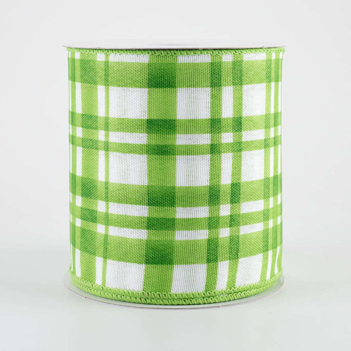 4" Watercolor Tuttola Plaid Ribbon: Green (10 Yards)