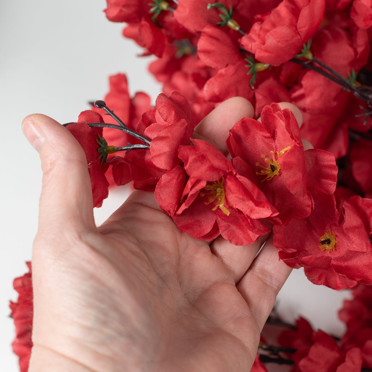 25" Cherry Blossom Bush: Red (18 Stem)