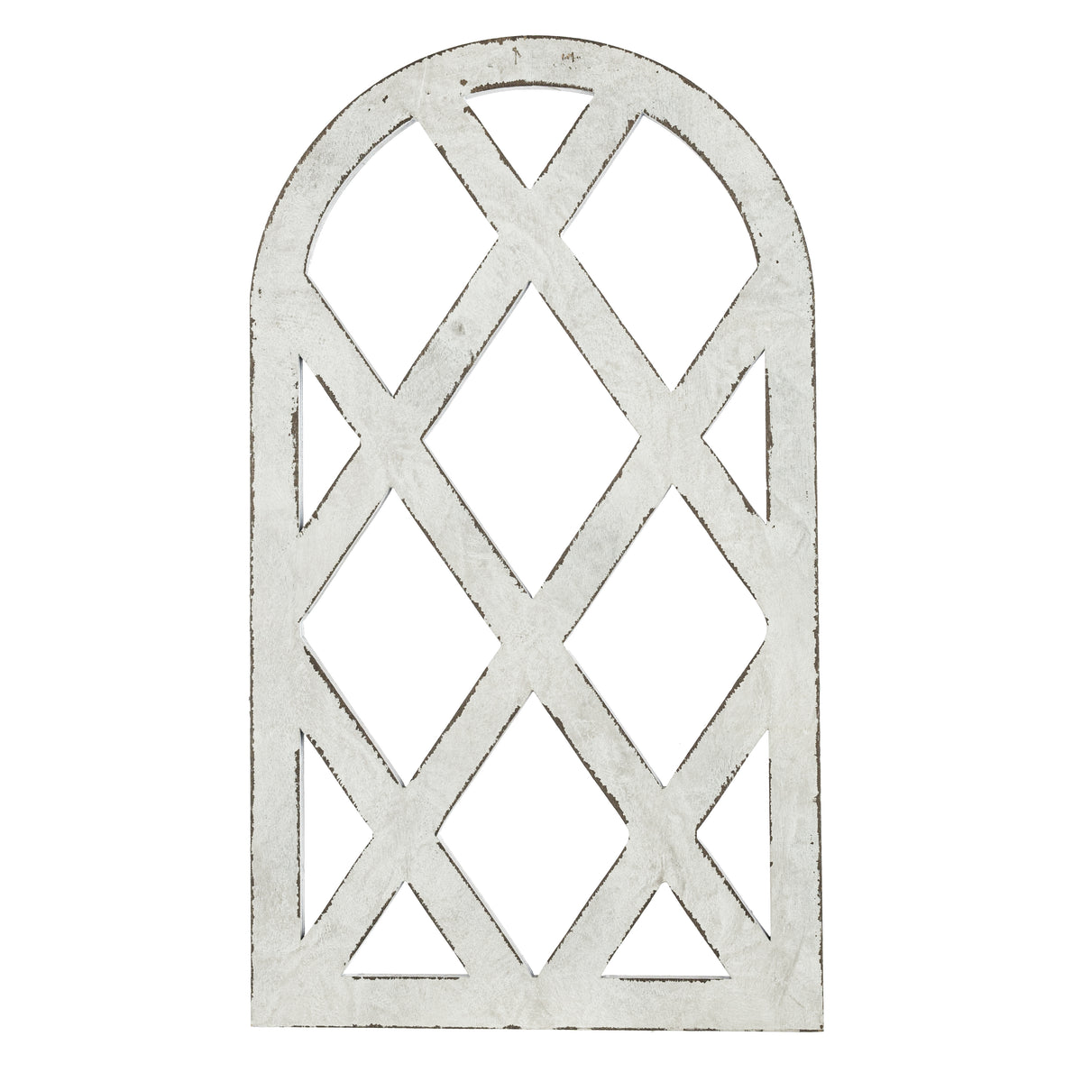 20" Decorative Wood Arched Lattice Window: Antique Grey