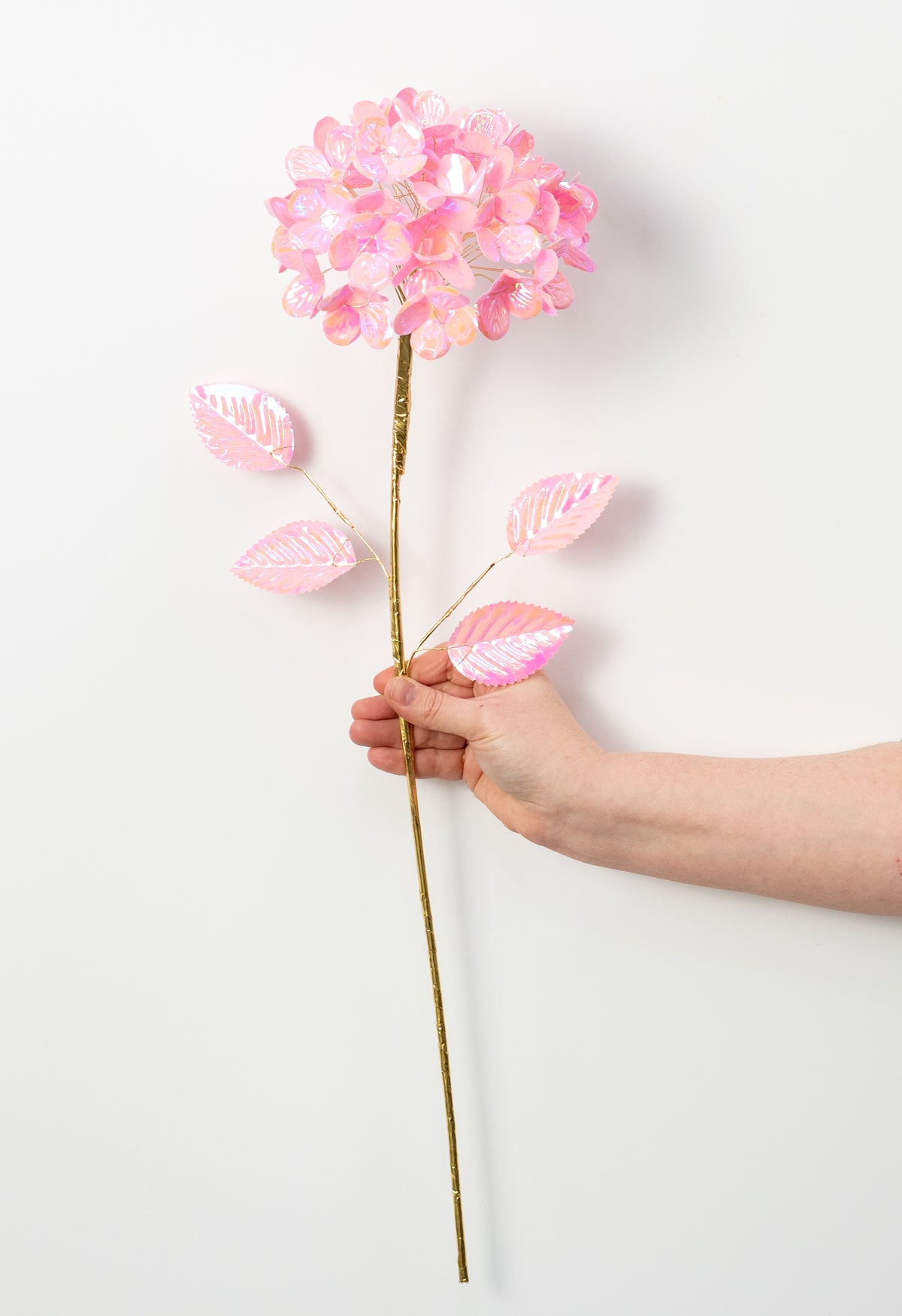 6" x 24" Plastic Hydrangea Stem: Iridescent Pink