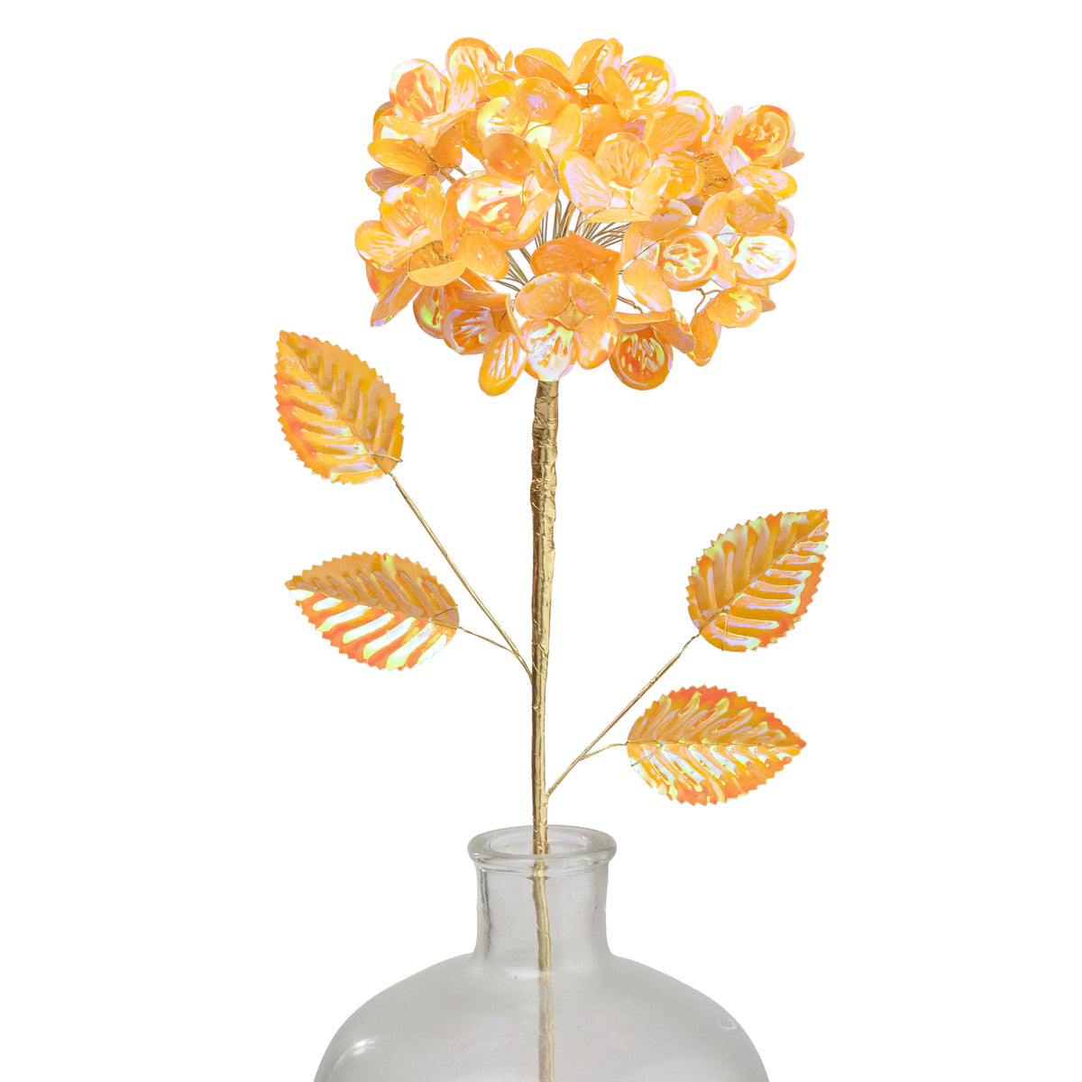 6" x 24" Plastic Hydrangea Stem: Iridescent Yellow