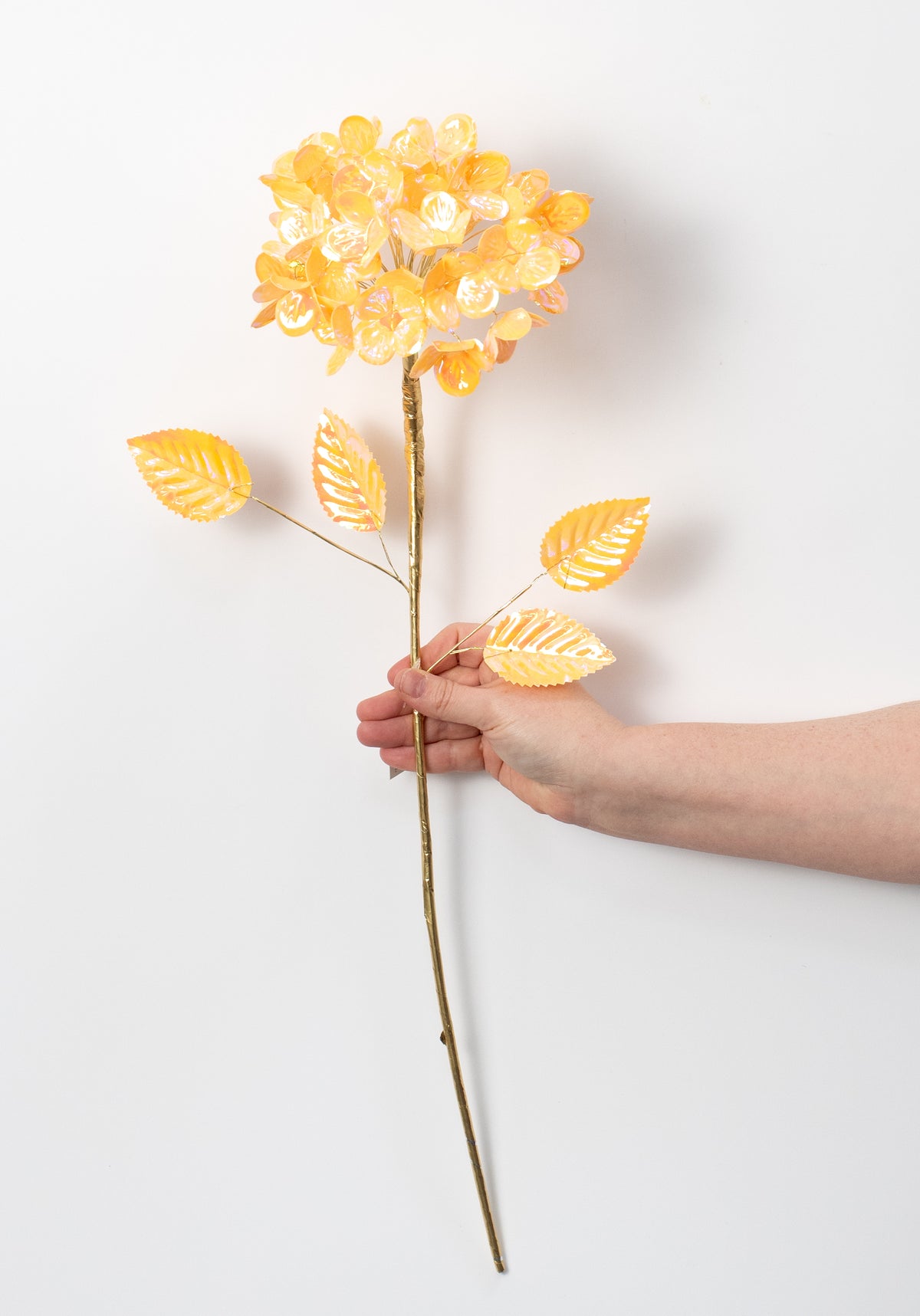 6" x 24" Plastic Hydrangea Stem: Iridescent Yellow