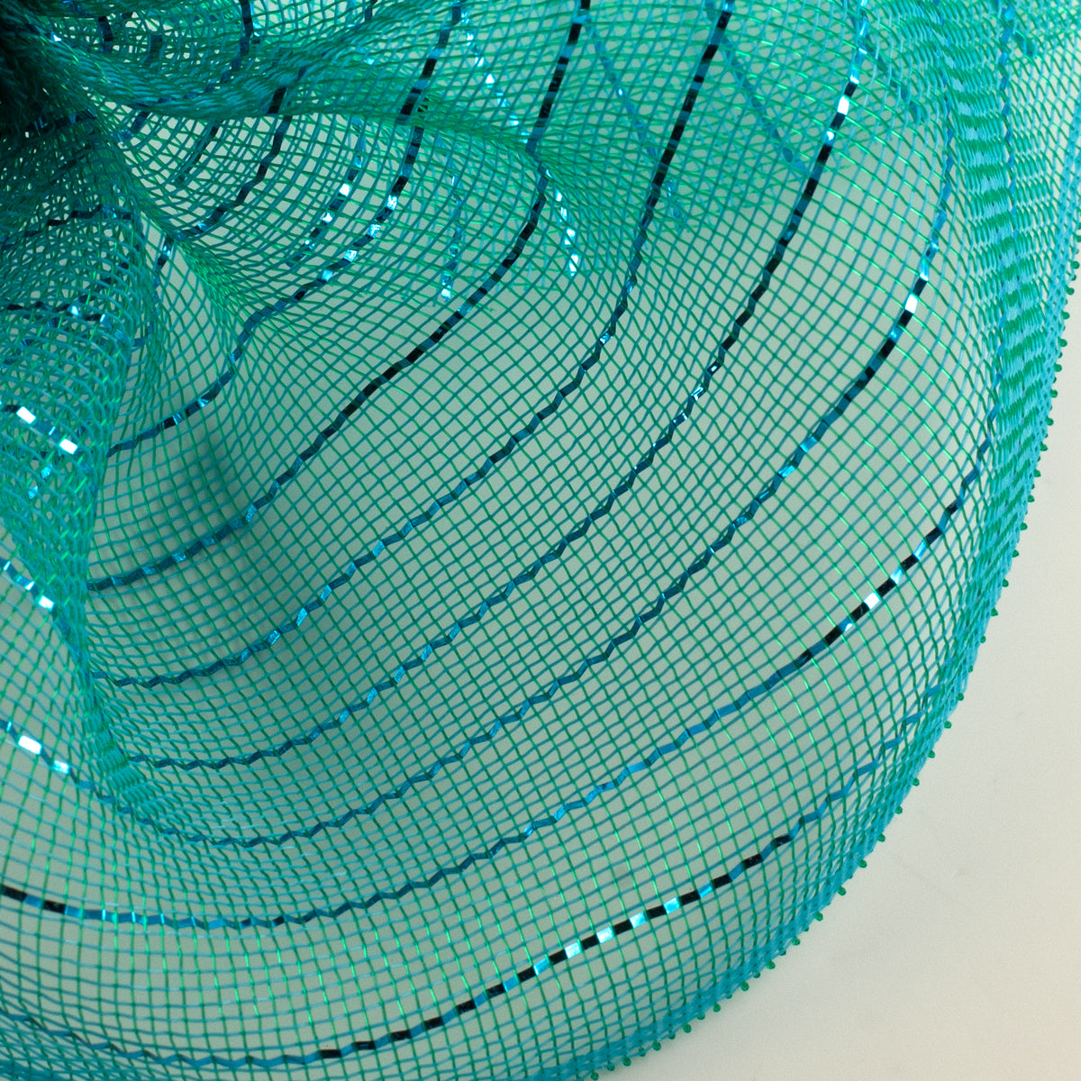 10.5" Square Pre-Cut Fine Weave Deco Mesh Sheets: Metallic Turquoise & Teal (40)