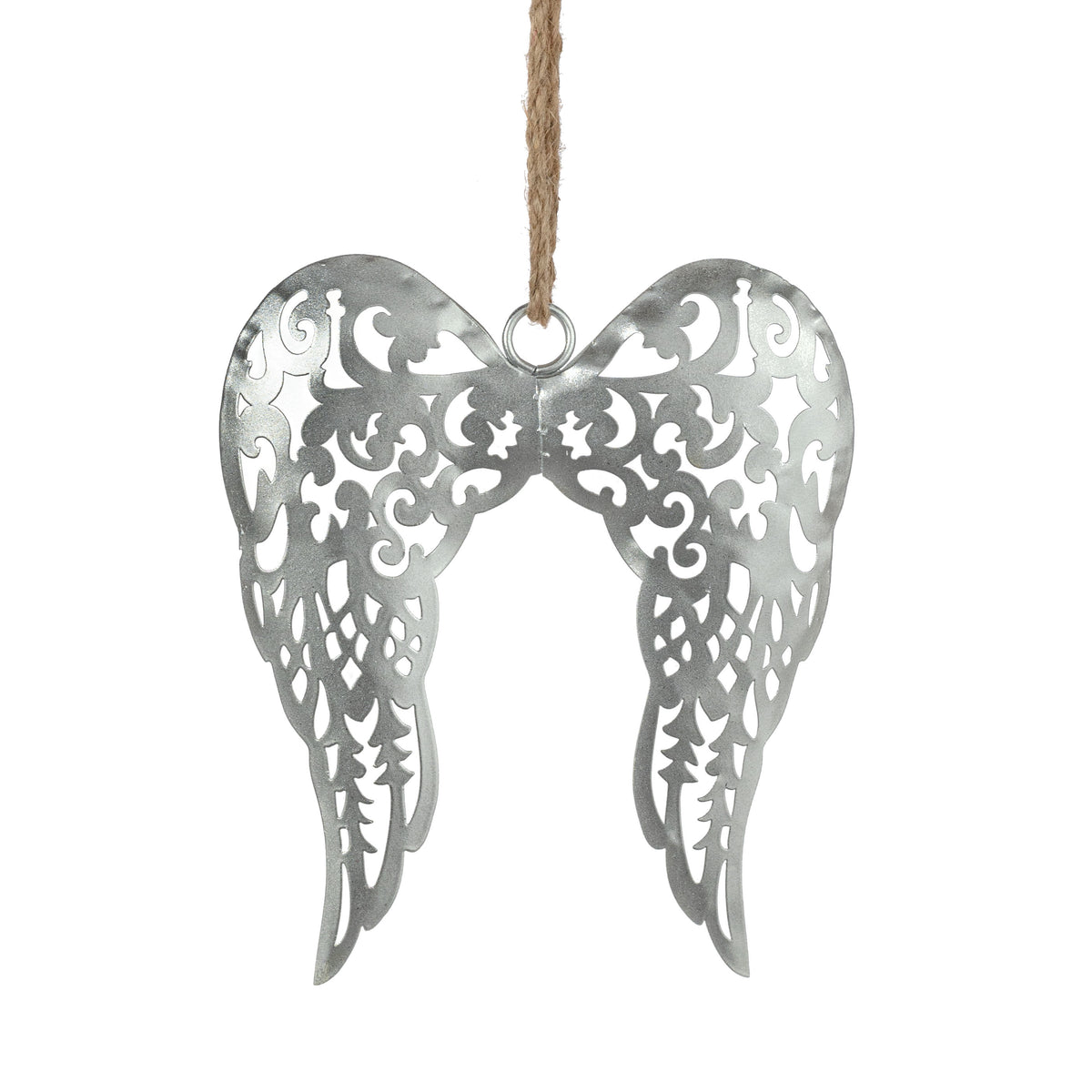 10" Metal Angel Wings Ornament: Silver