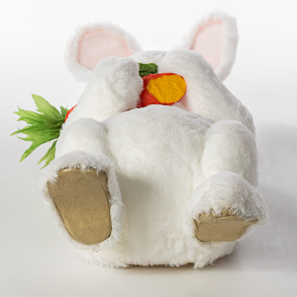 21" Faux Fur Laying Bunny Rabbit Decoration: White