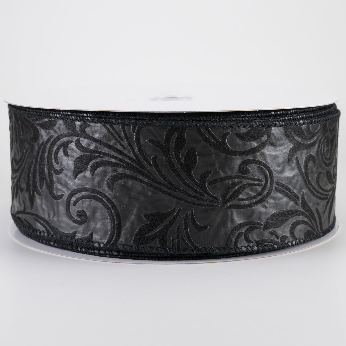 2.5" Embossed Leaf Filagree Breeze Ribbon: Black (50 Yards)