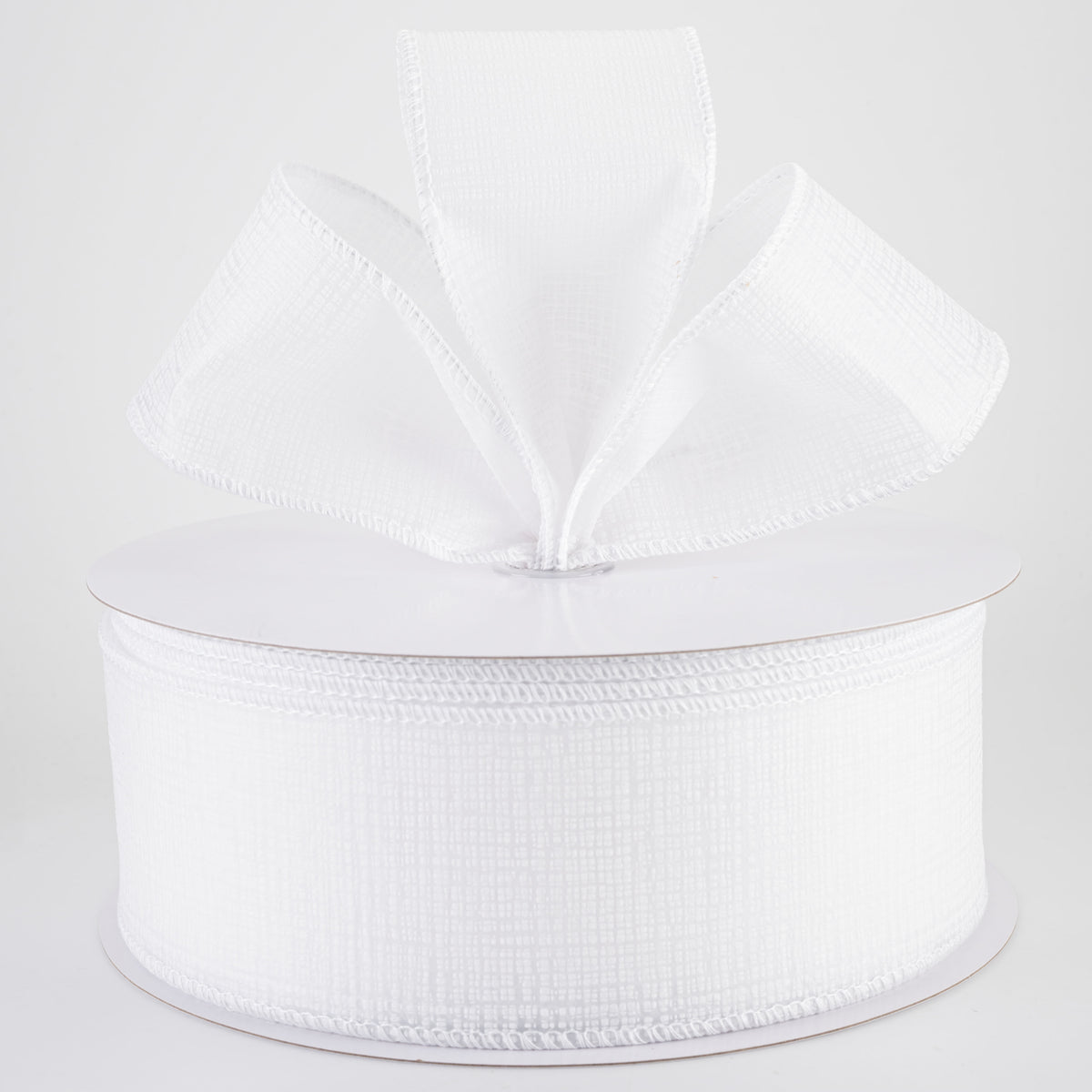 2.5" Embossed Crosshatch Breeze Ribbon: White (50 Yards)