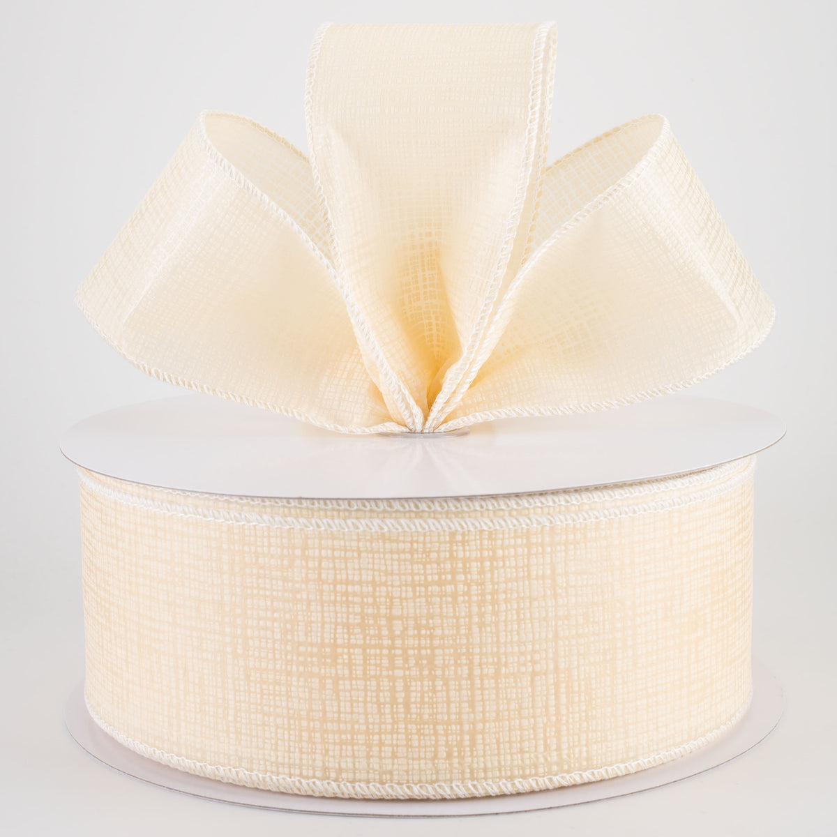 2.5" Embossed Crosshatch Breeze Ribbon: Ivory (50 Yards)