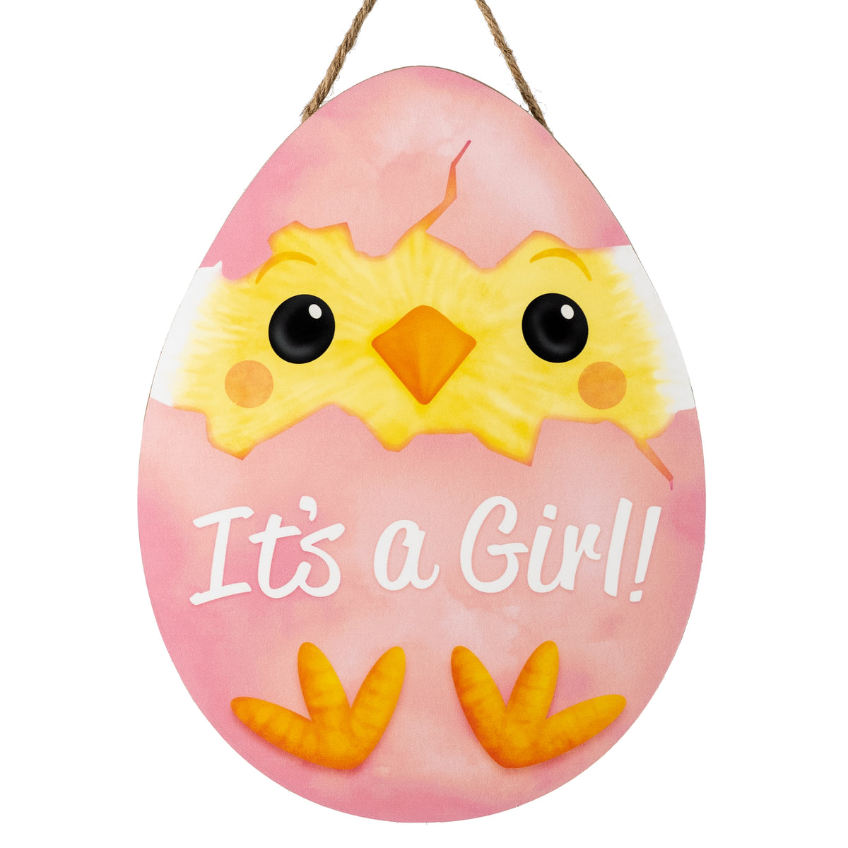 12" Wooden Sign: It's a Girl Chick Egg