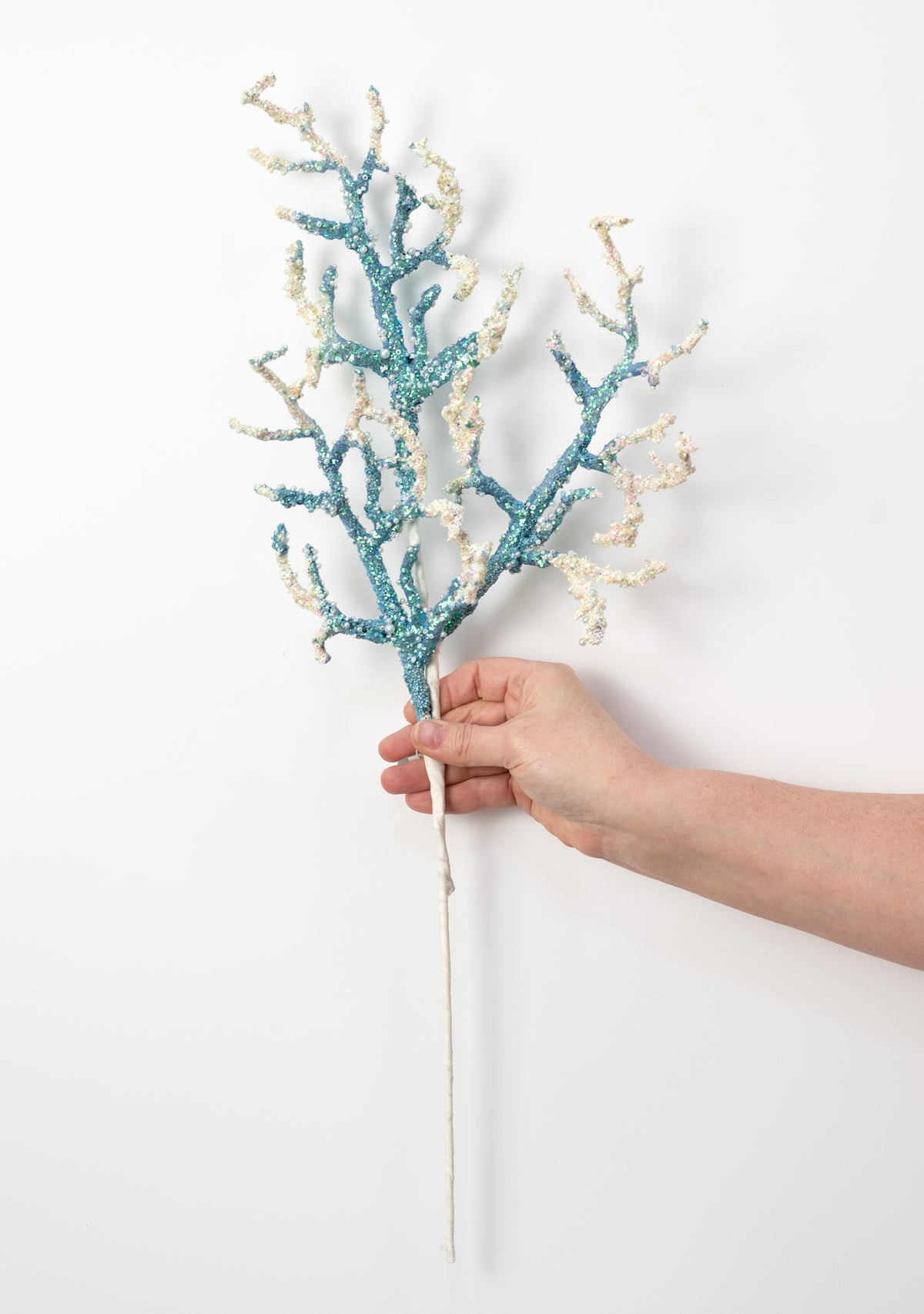 24" Pearl & Sequin Coral Spray: Blue & Ivory