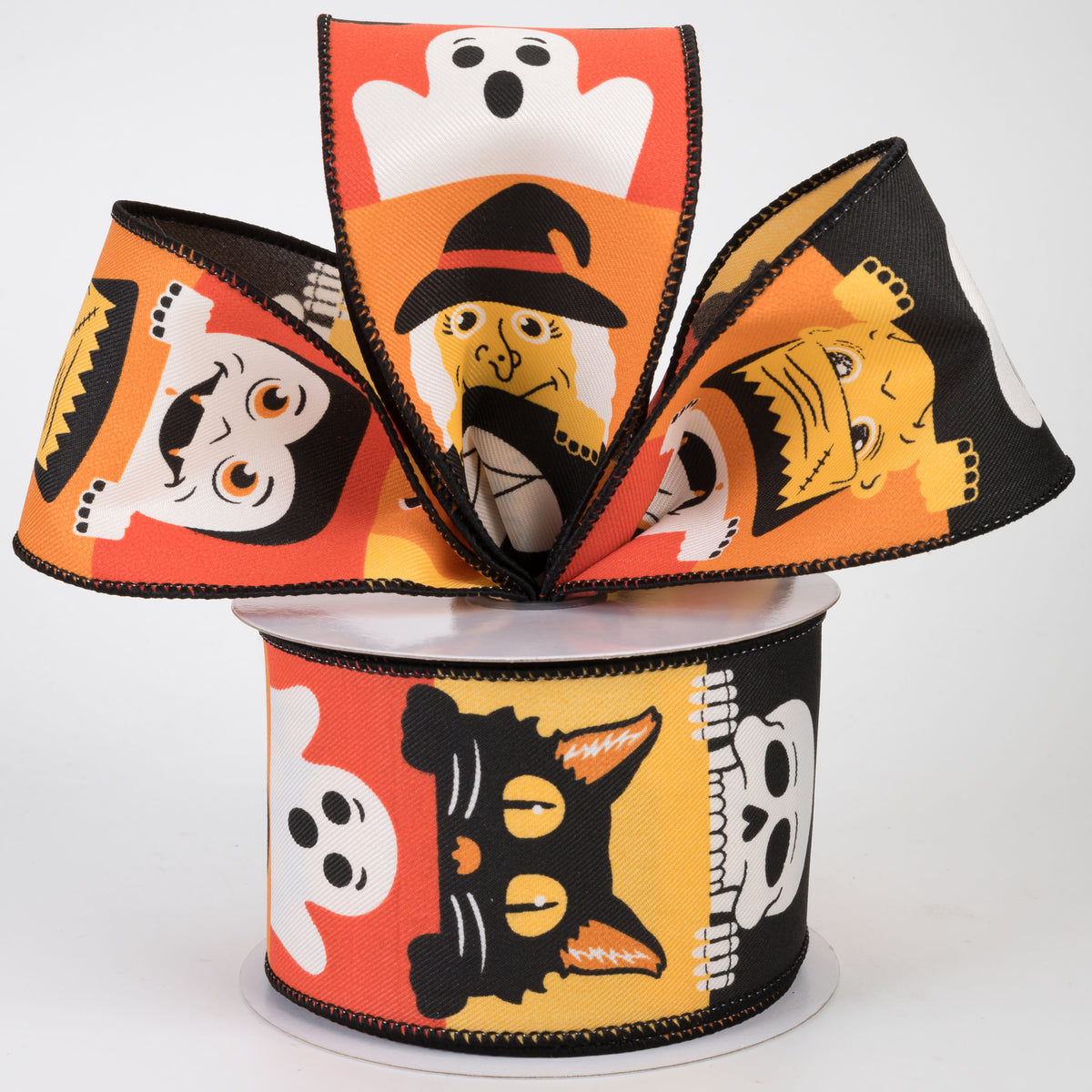 2.5" Retro Peek a Boo Halloween Blocks Ribbon (10 Yards)