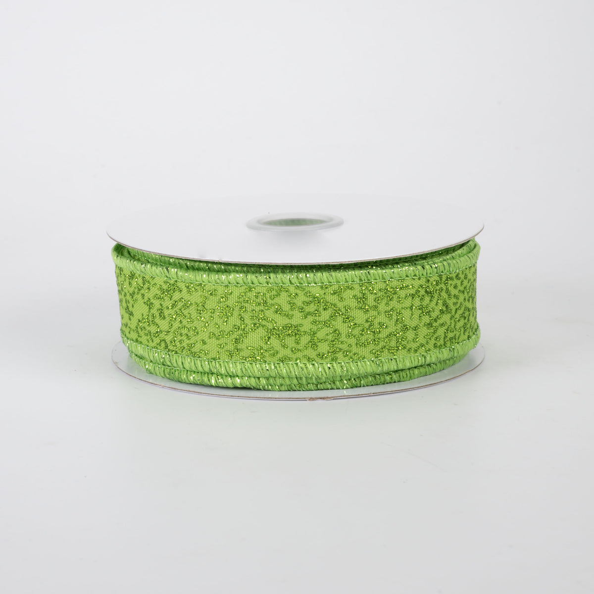 7/8" Speckled Glitter Canvas Ribbon: Lime Green (10 Yards)
