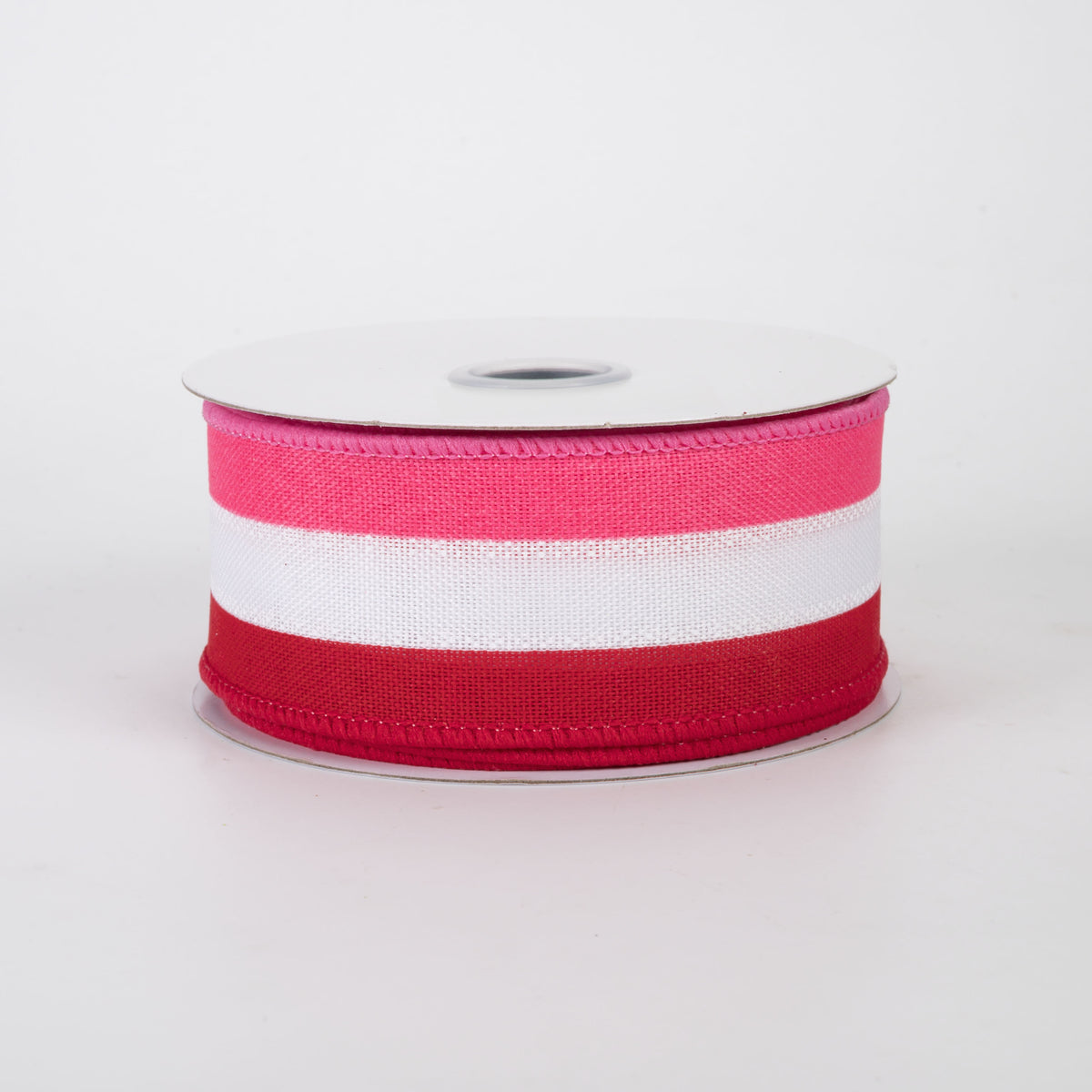 1.5" Vertical Stripes 3-in-1 Ribbon: Hot Pink, Red & White (10 Yards)
