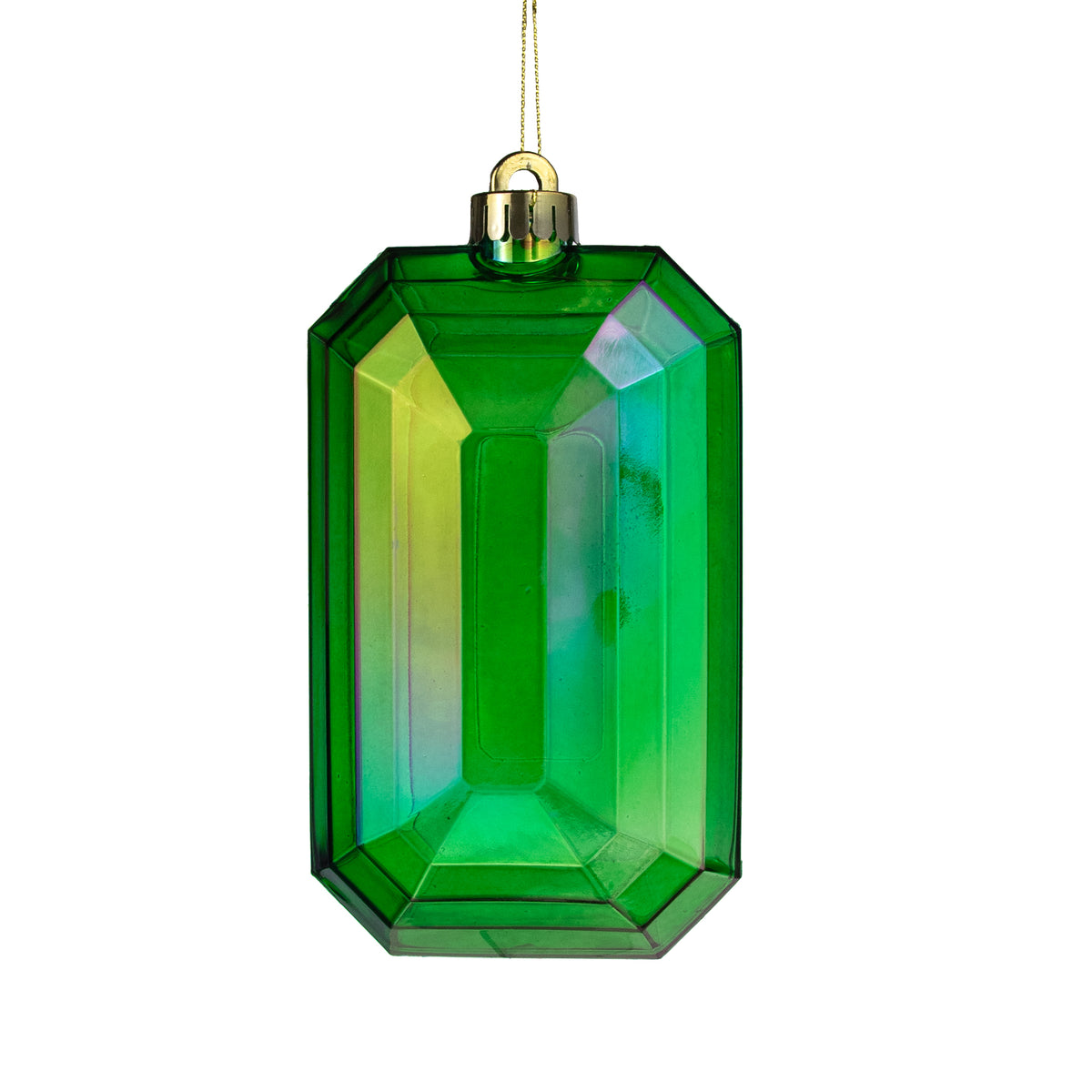 7" Iridescent Rectangle Gem Ornament: Emerald Green
