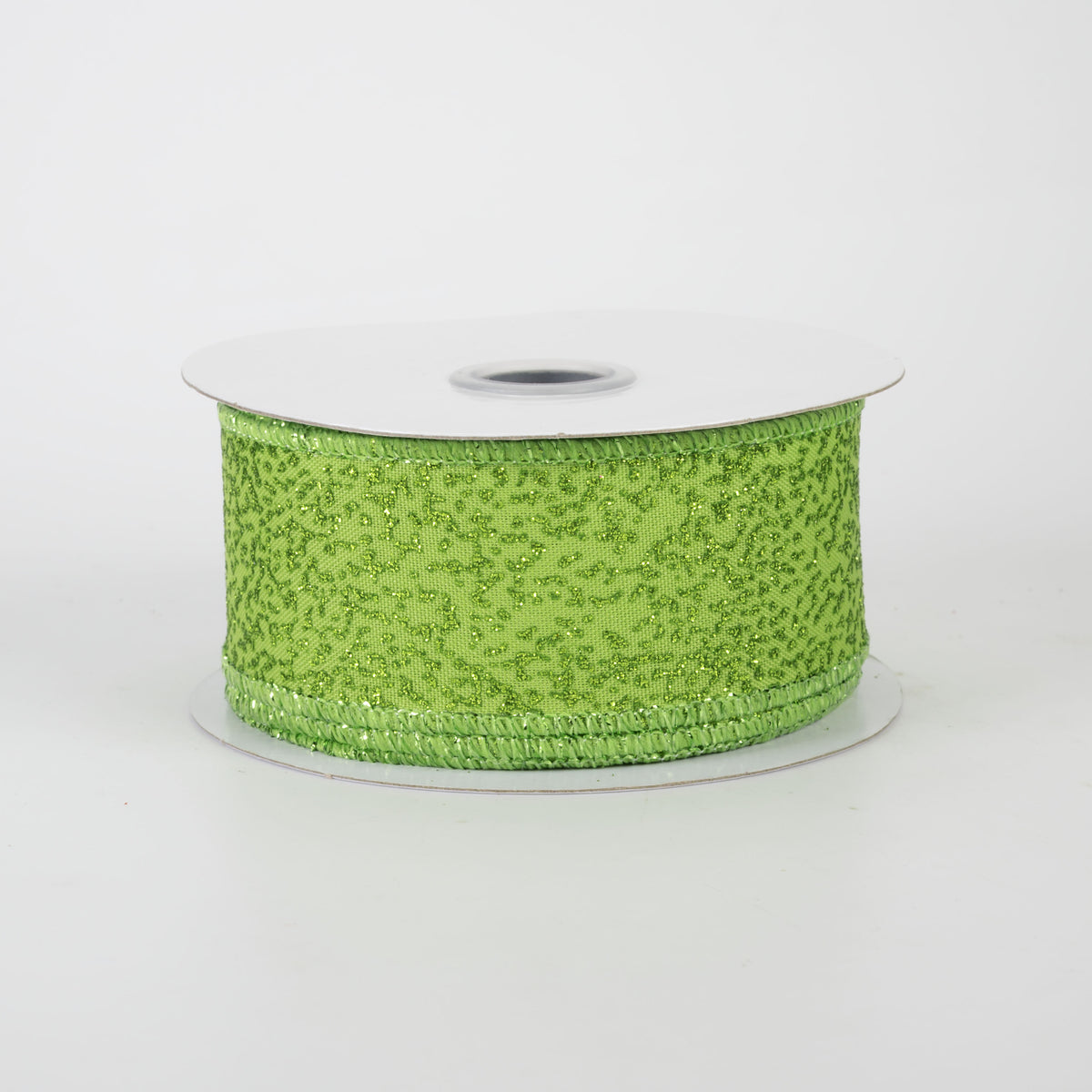 1.5" Speckled Glitter Canvas Ribbon: Lime Green (10 Yards)