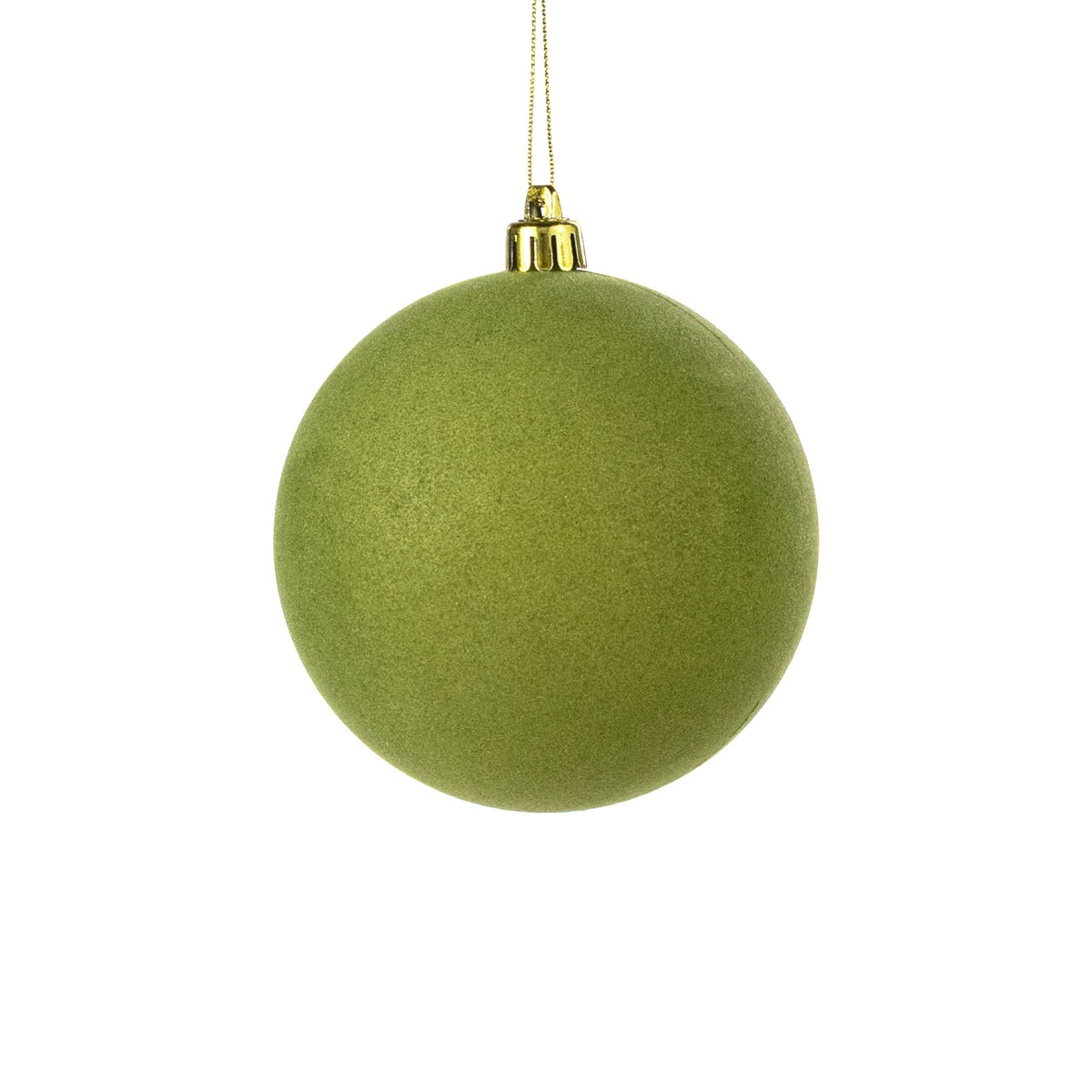 4" Smooth Flocked Ball Ornament: Moss Green