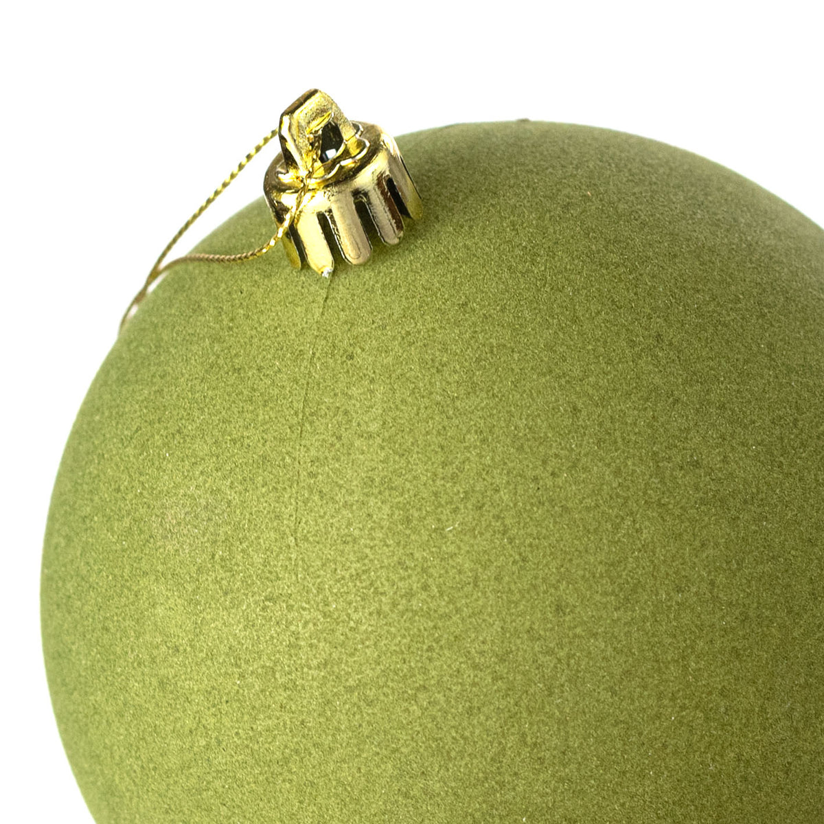 4" Smooth Flocked Ball Ornament: Moss Green