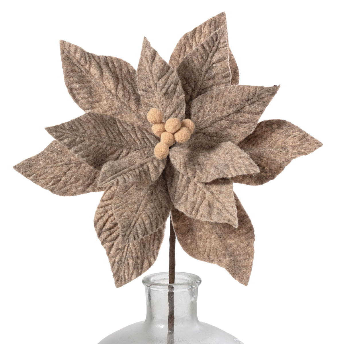 11" x 20" Felt Poinsettia Stem: Taupe Brown