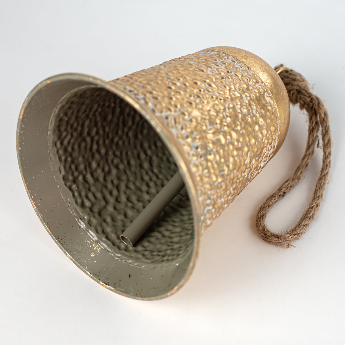 10.5" Hammered Metal Bell Ornament: Gold