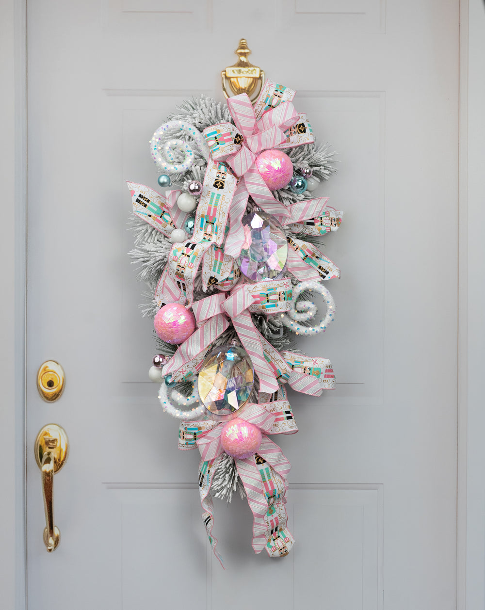 6.5" Oval Gem Ornament: Clear Iridescent