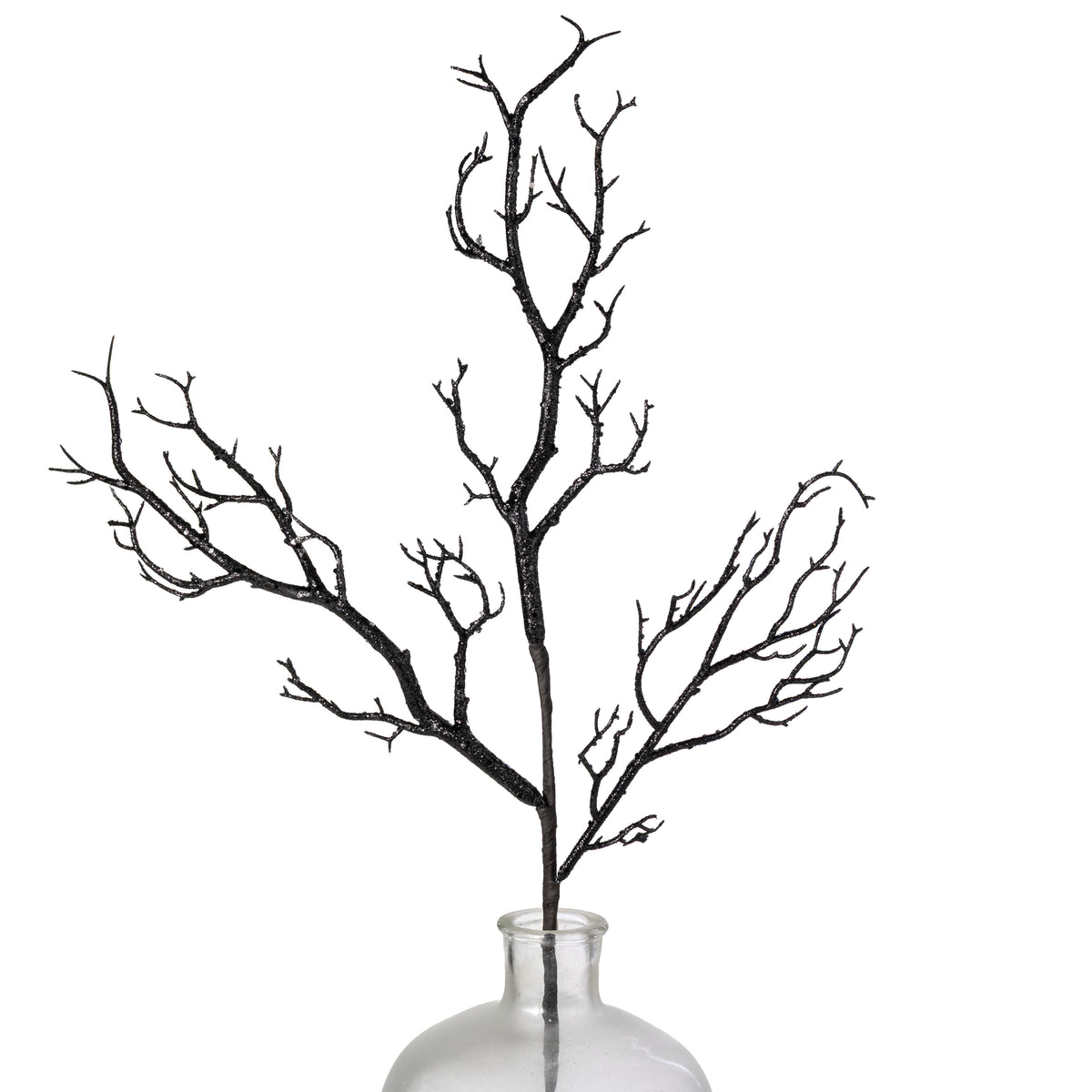 31" Glitter Twig Spray: Black
