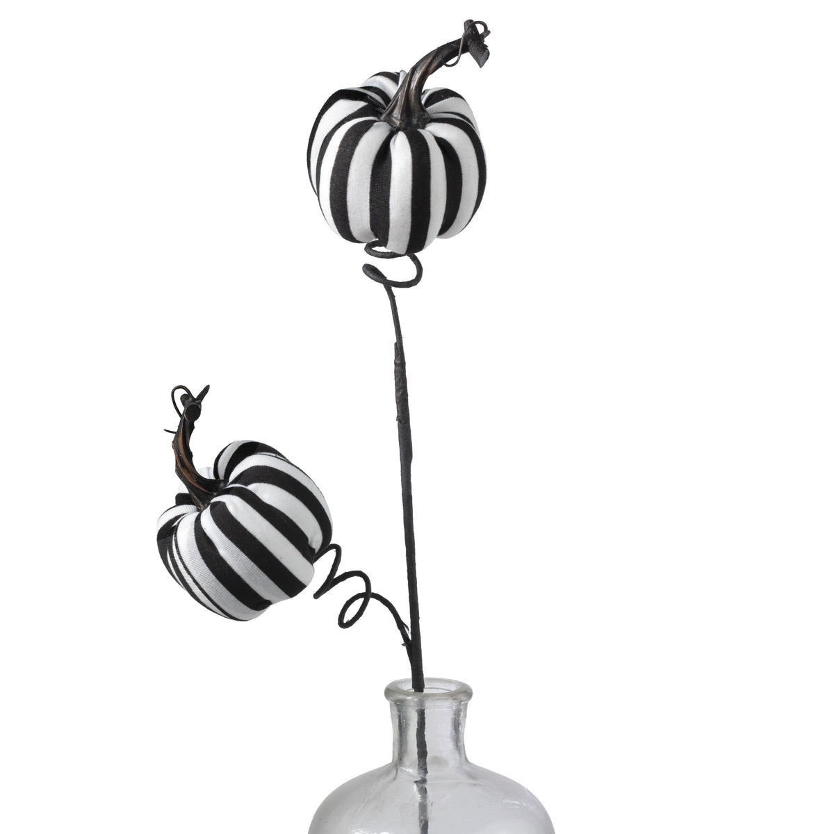 26" Stripe Fabric Pumpkins Spray: Black & White