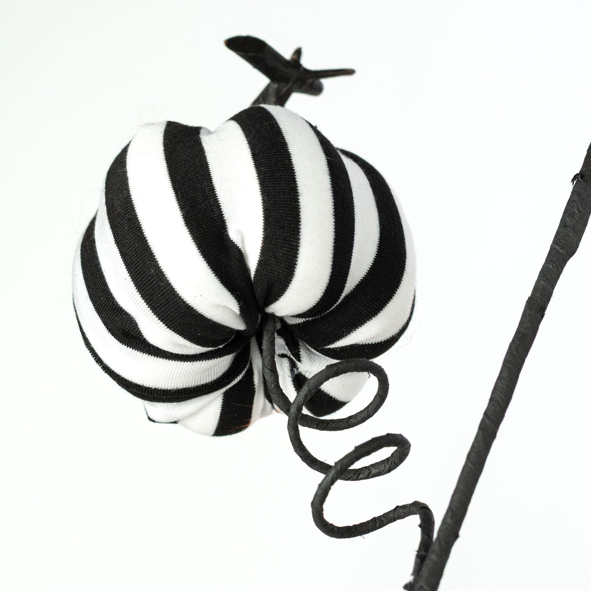 26" Stripe Fabric Pumpkins Spray: Black & White