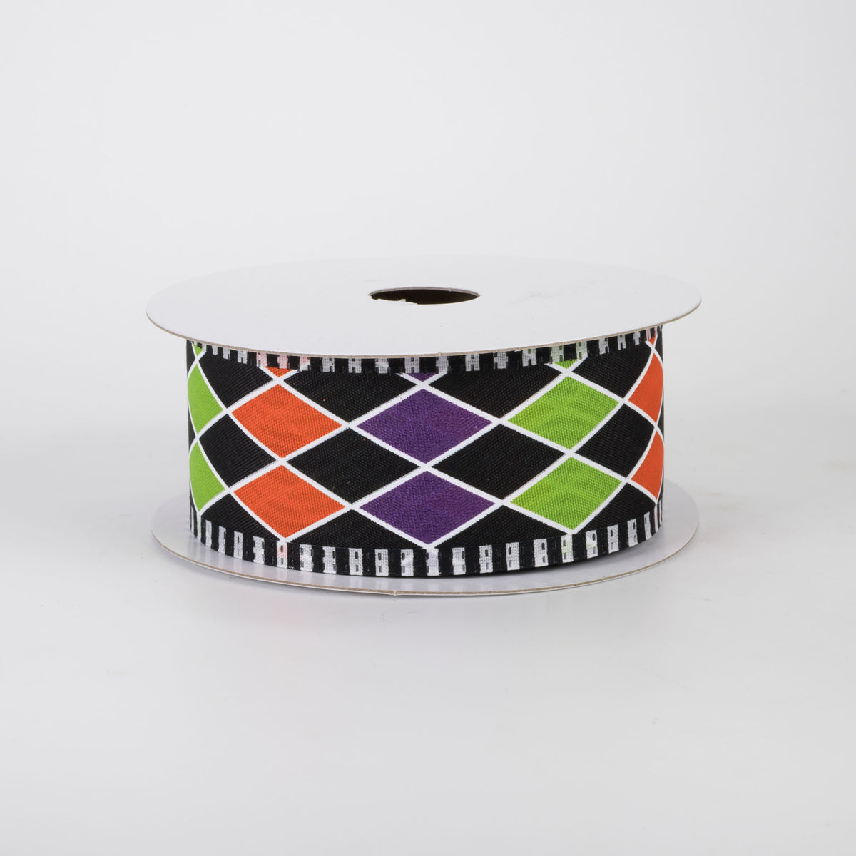 1.5" Dashed Edge Halloween Harlequin Ribbon (10 Yards)