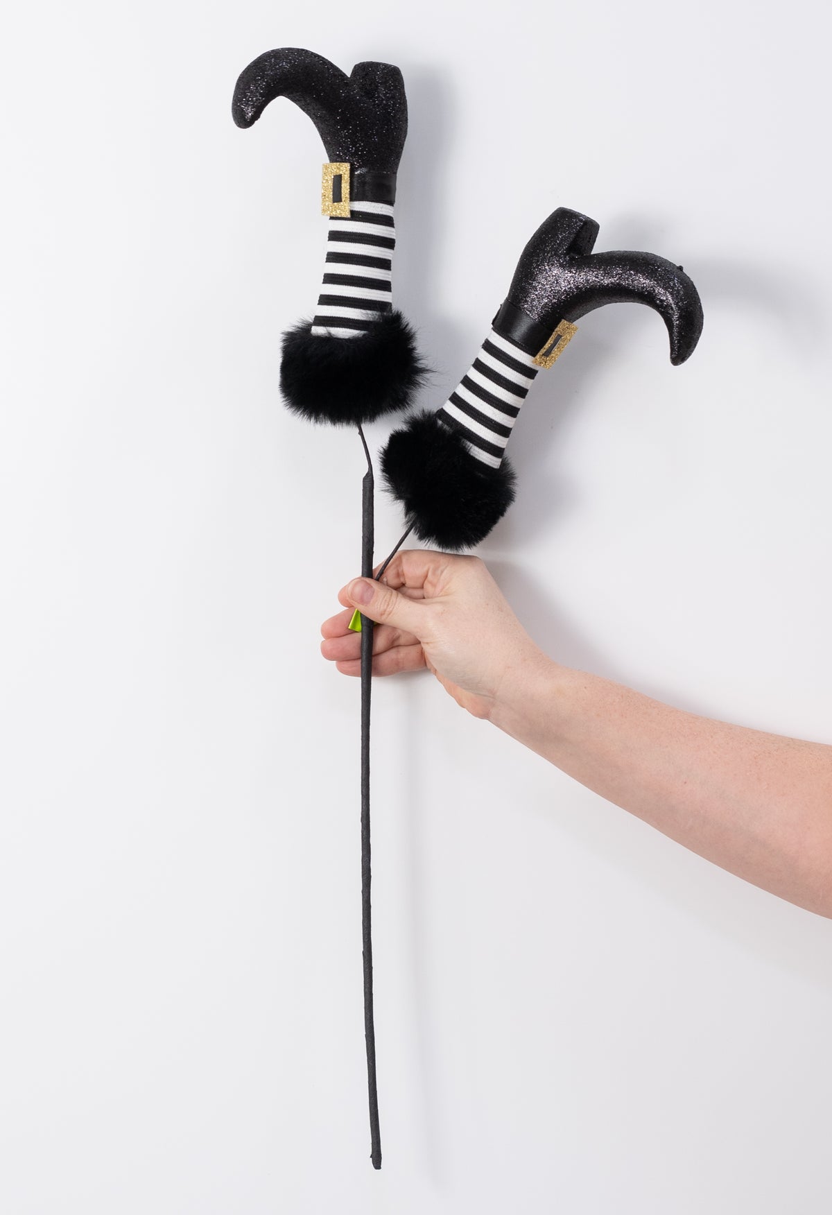 26" Witch Boots Spray: Black & White Stripes