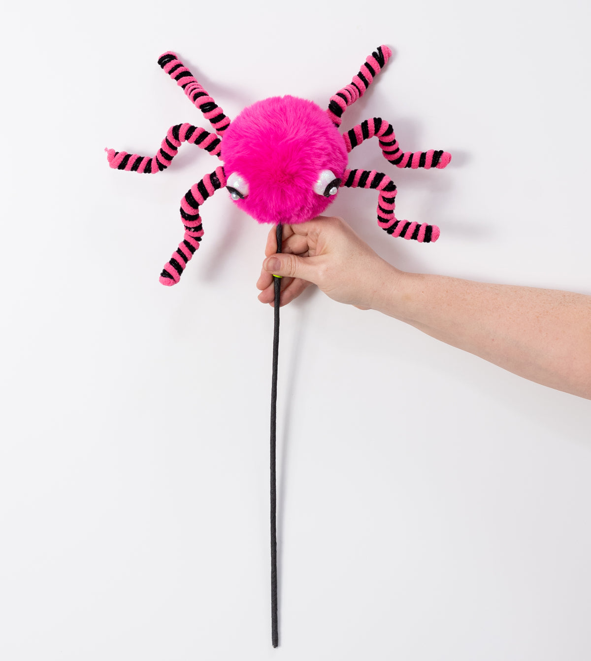 20" Furry Spider Pick: Pink & Black