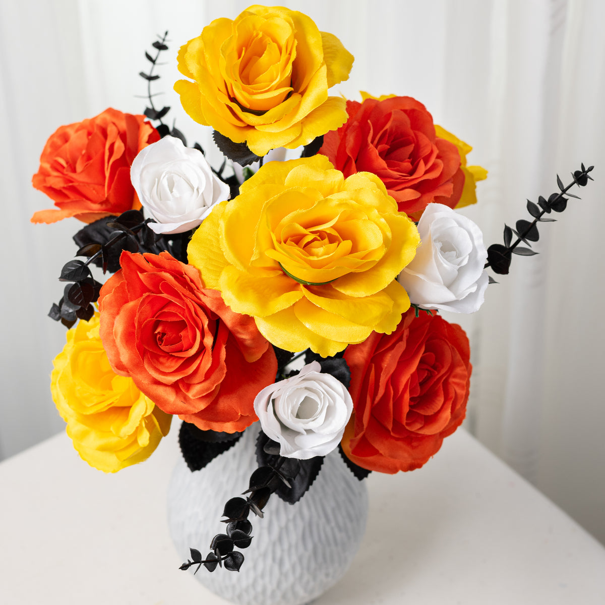 17" Rose Bush: Candy Corn Hues (12 Stem)