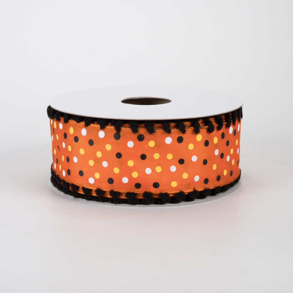 1.5" Ball Edge Dots Ribbon: Candy Corn Hues (10 Yards)