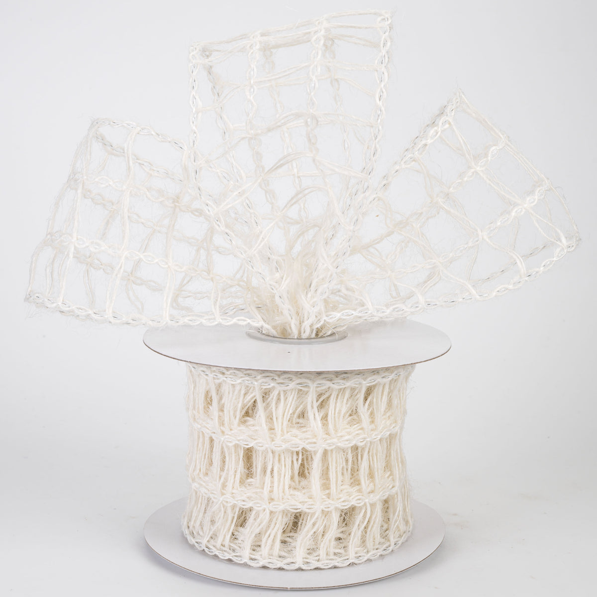 2.5" Open Weave Burlap Jute Ribbon: Ivory (10 Yards)