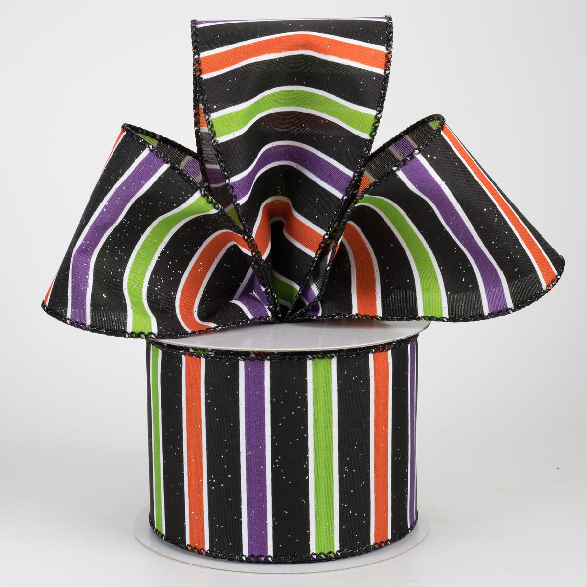 2.5" Horizontal Halloween Stripes Ribbon: Black (10 Yards)