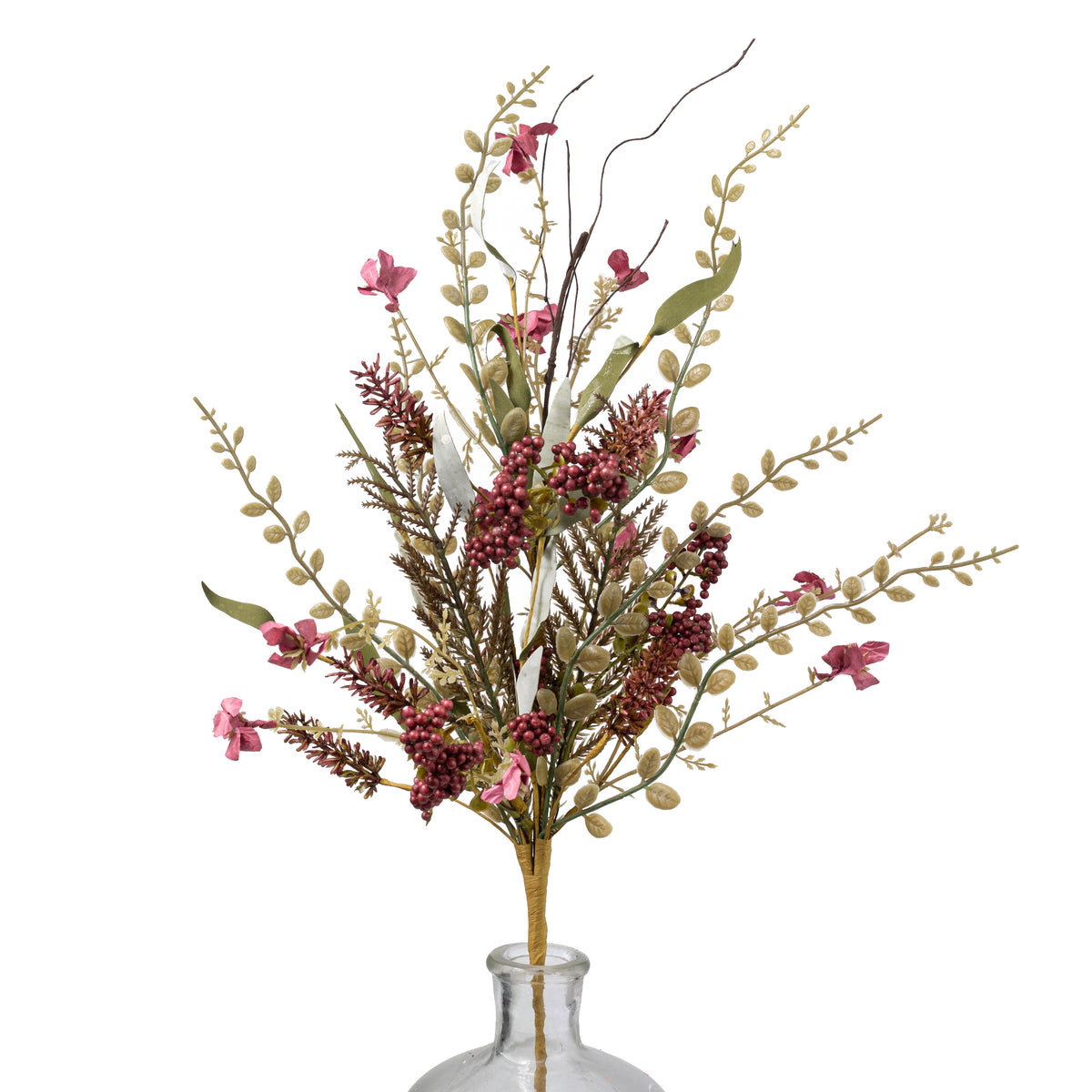 24" Fern, Lavender & Berries Filler Spray: Burgundy