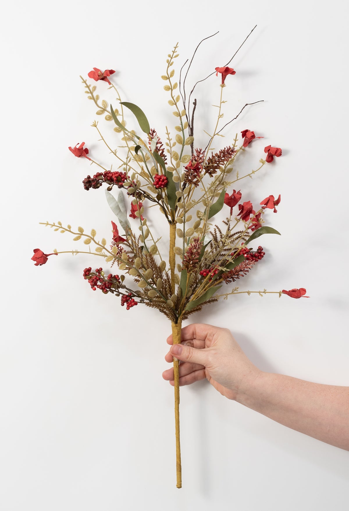 24" Fern, Lavender & Berries Filler Spray: Red