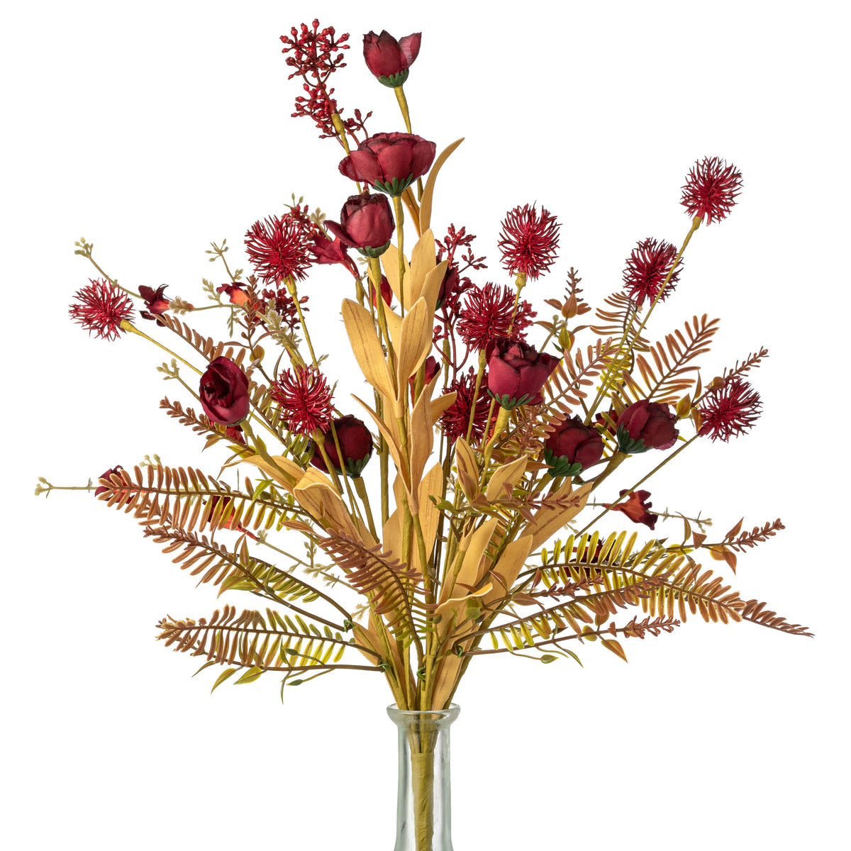 20" Autumn Wildflower Filler Bush: Burgundy Red