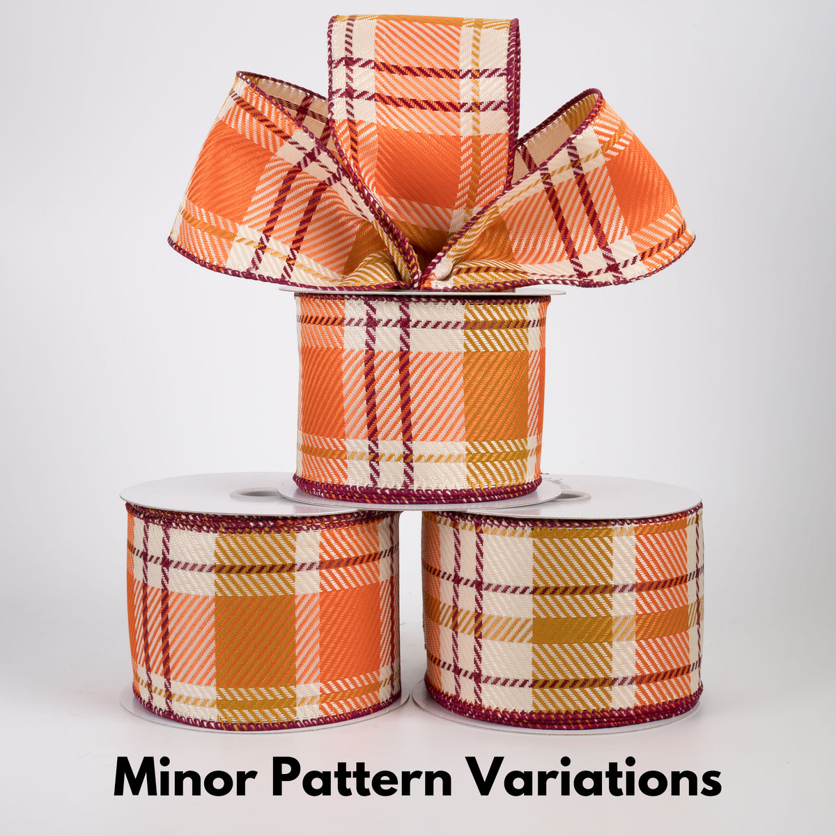 2.5" Bold Evan Fall Woven Plaid Ribbon: Sunflower & Burgundy (10 Yards)
