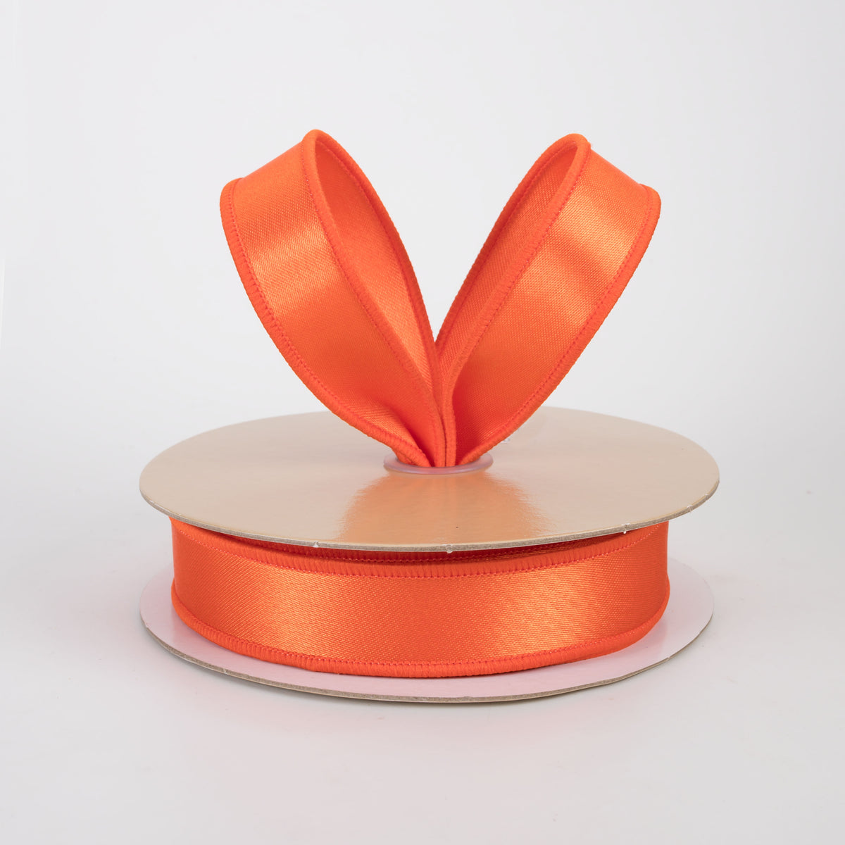 7/8" Double Sided Fused Satin Ribbon: Orange (10 Yards)