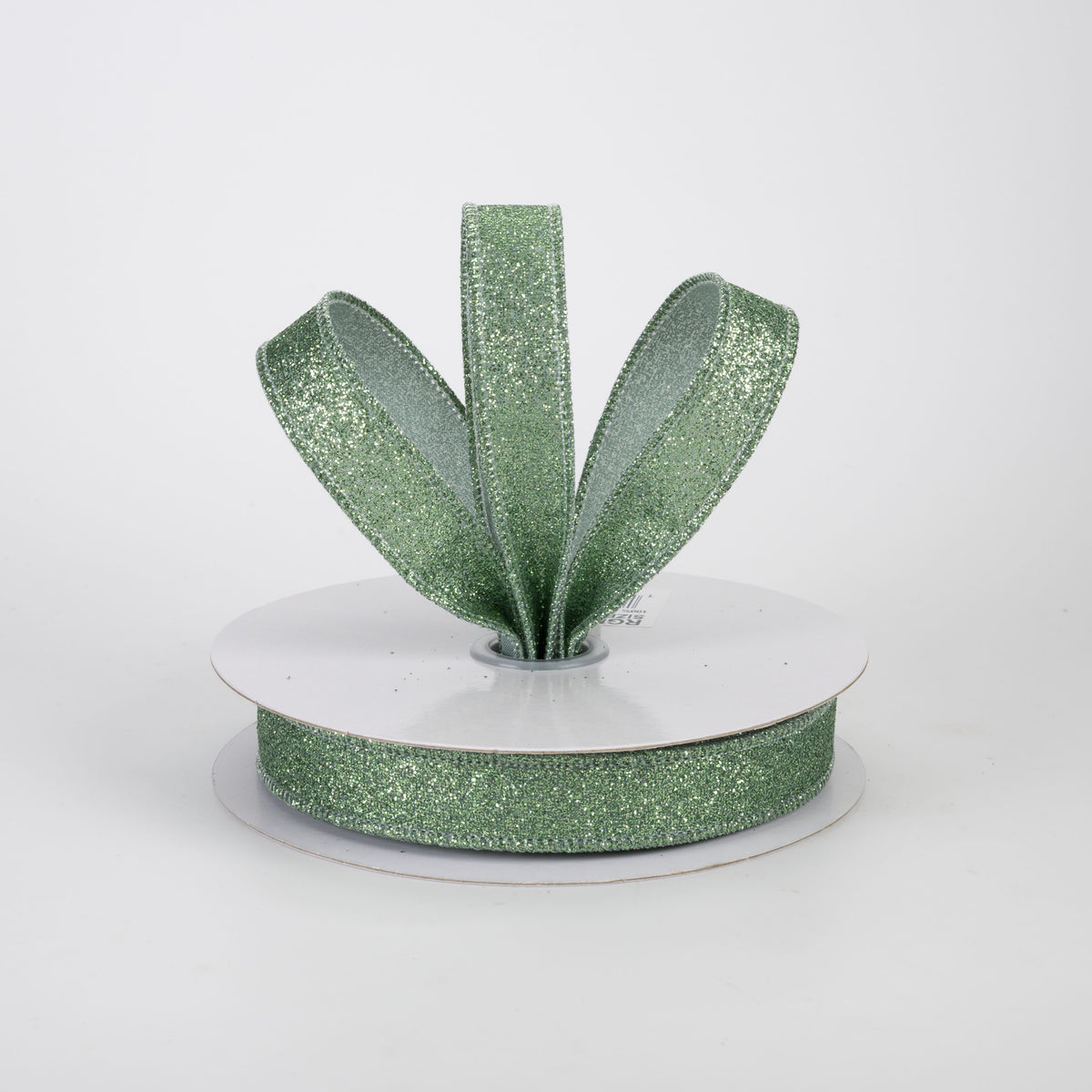 5/8" Shimmer Glitter Ribbon: Sage Green (10 Yards)
