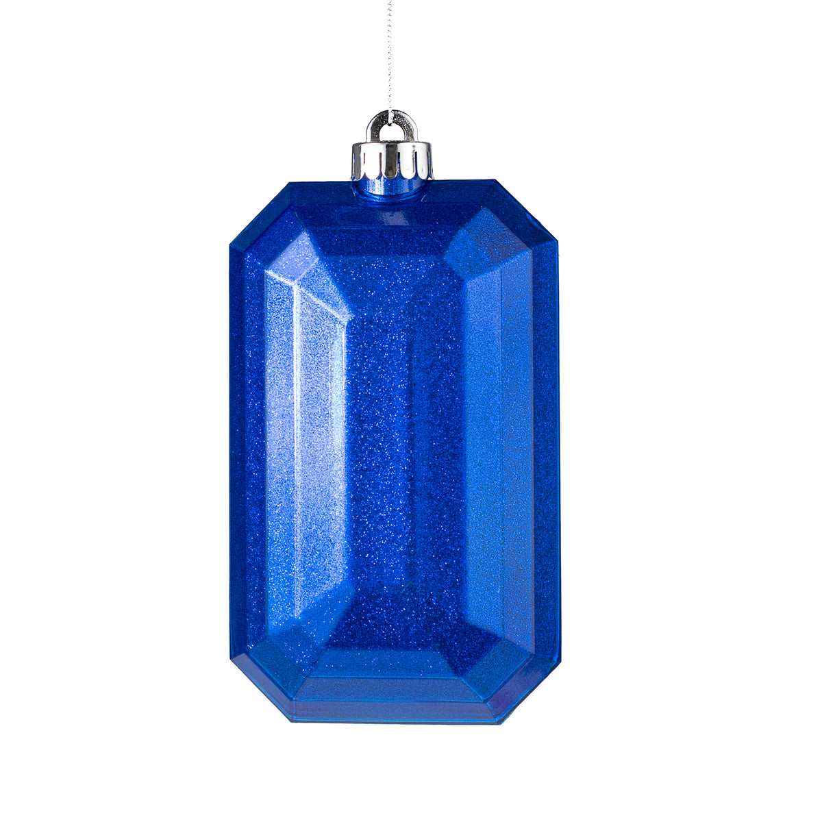 7" Glitter Inside Rectangle Gem Ornament: Royal Blue