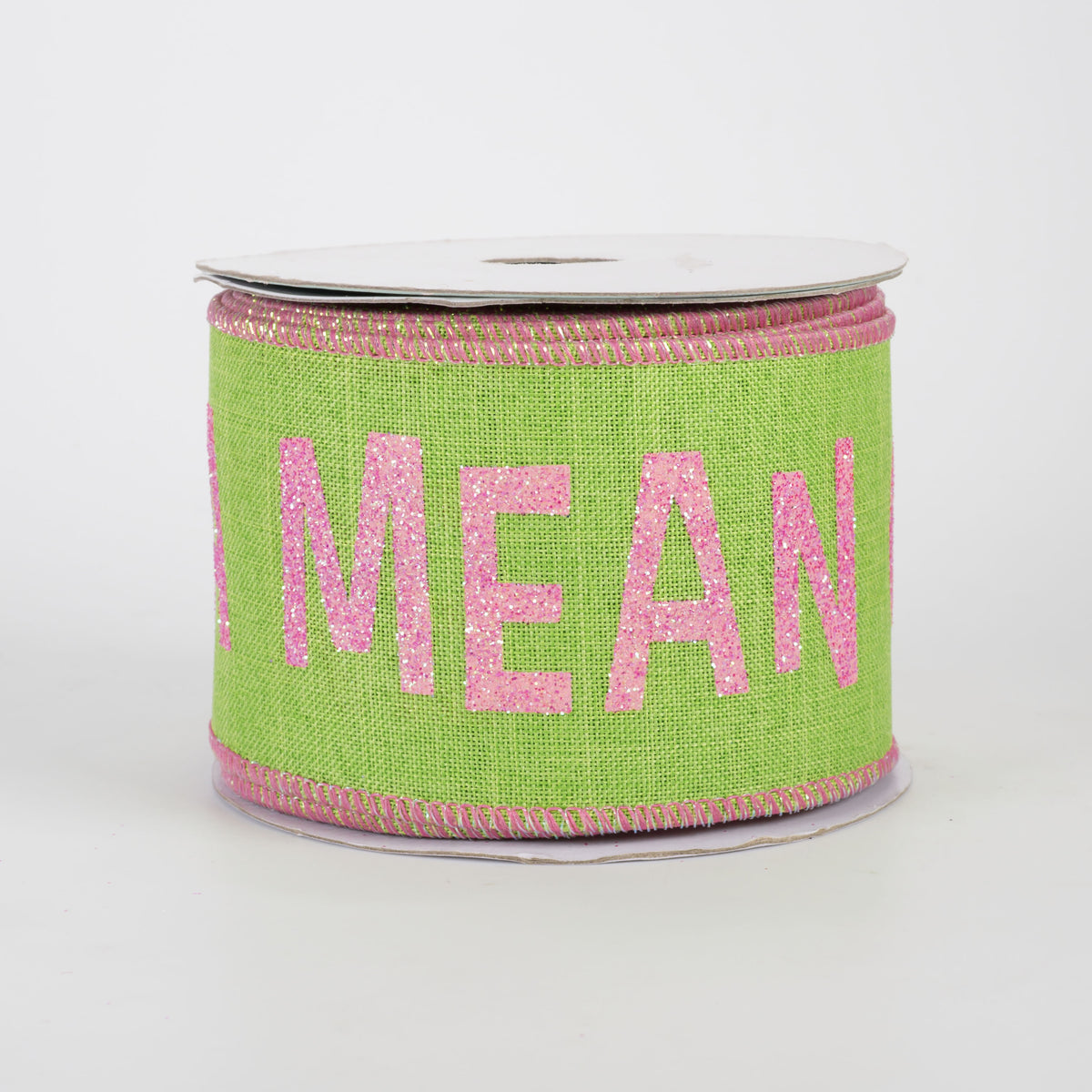 2.5" You're A Mean One Green Monster Ribbon: Pink on Lime (10 Yards)