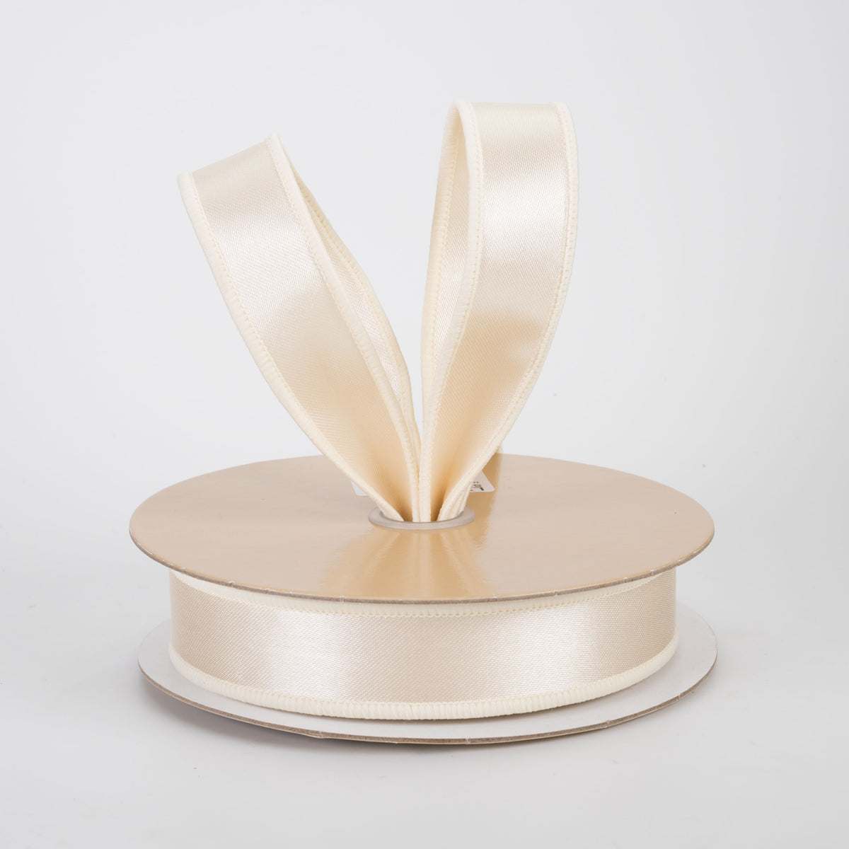 7/8" Double Sided Fused Satin Ribbon: Ivory Cream (10 Yards)