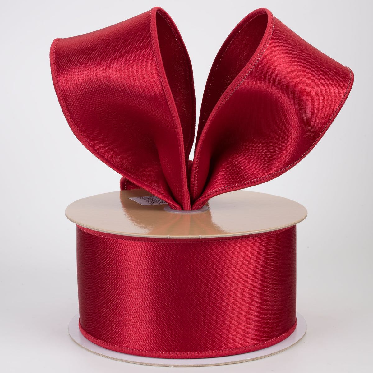 2.5" Double Sided Fused Satin Ribbon: Dark Red (10 Yards)